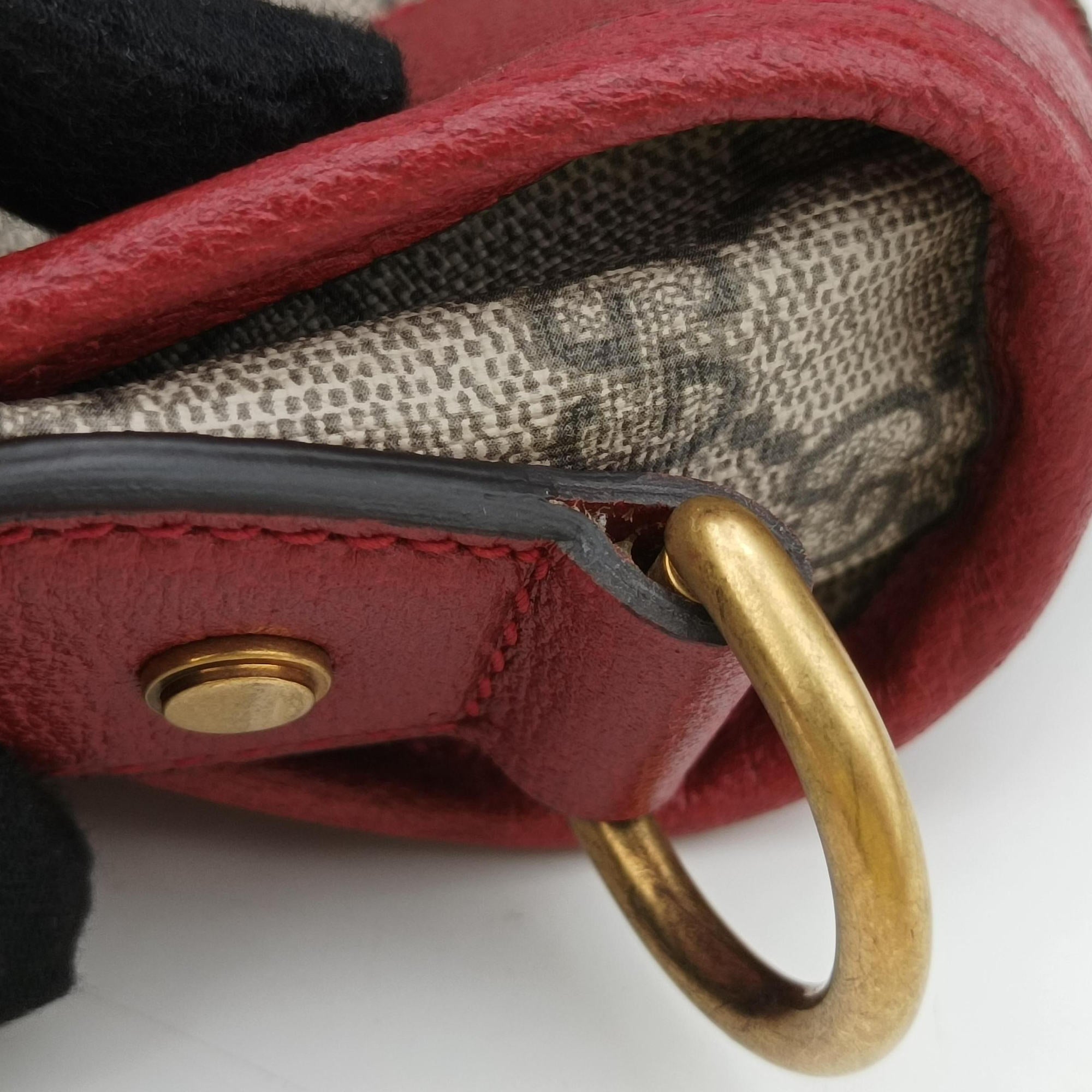 Pre-owned Gucci Soft GG Supreme Courrier Duffle Beige × Red PVC coated canvas×Leather 459311 shoulderbag | stylenewstar