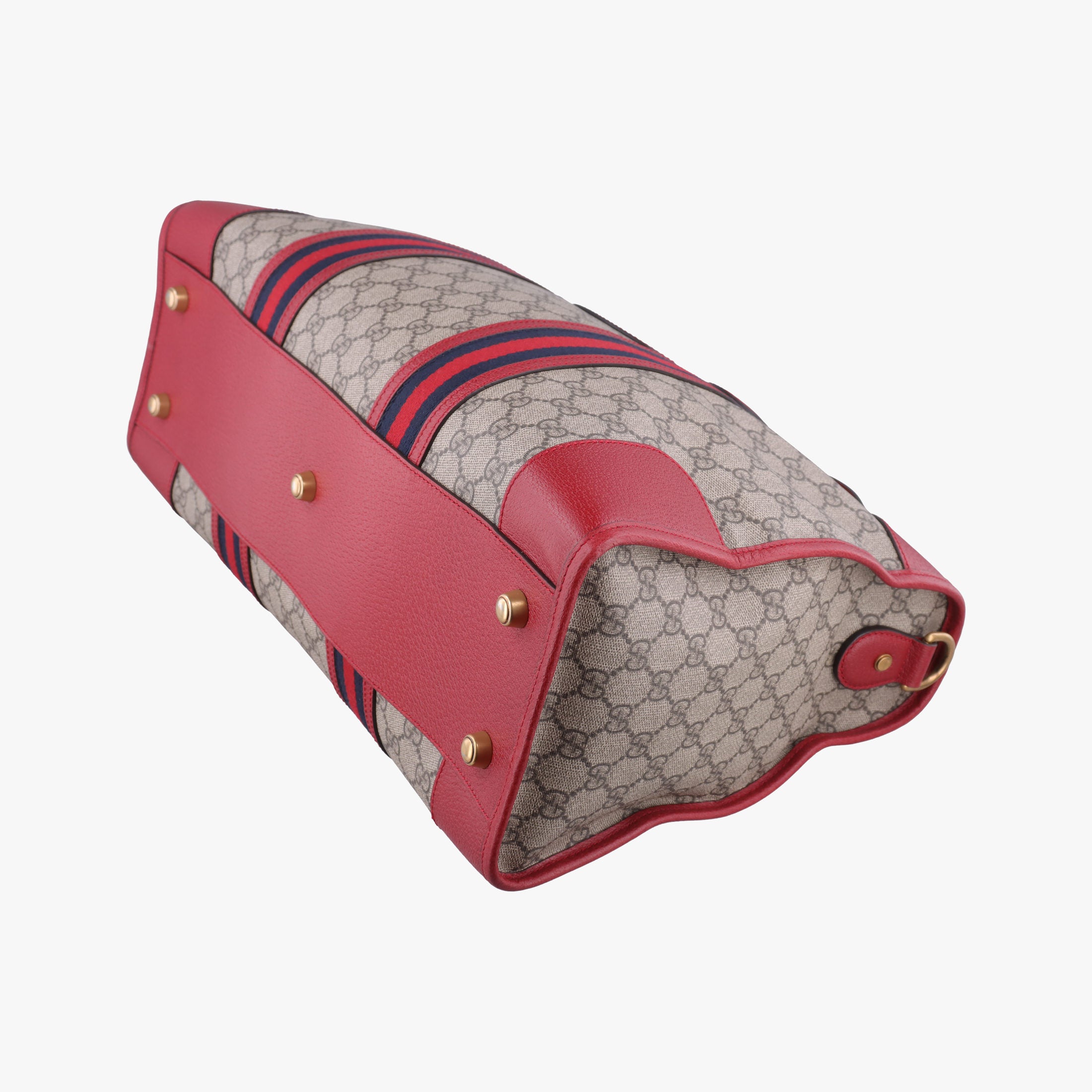 Pre-owned Gucci Soft GG Supreme Courrier Duffle Beige × Red PVC coated canvas×Leather 459311 shoulderbag | stylenewstar
