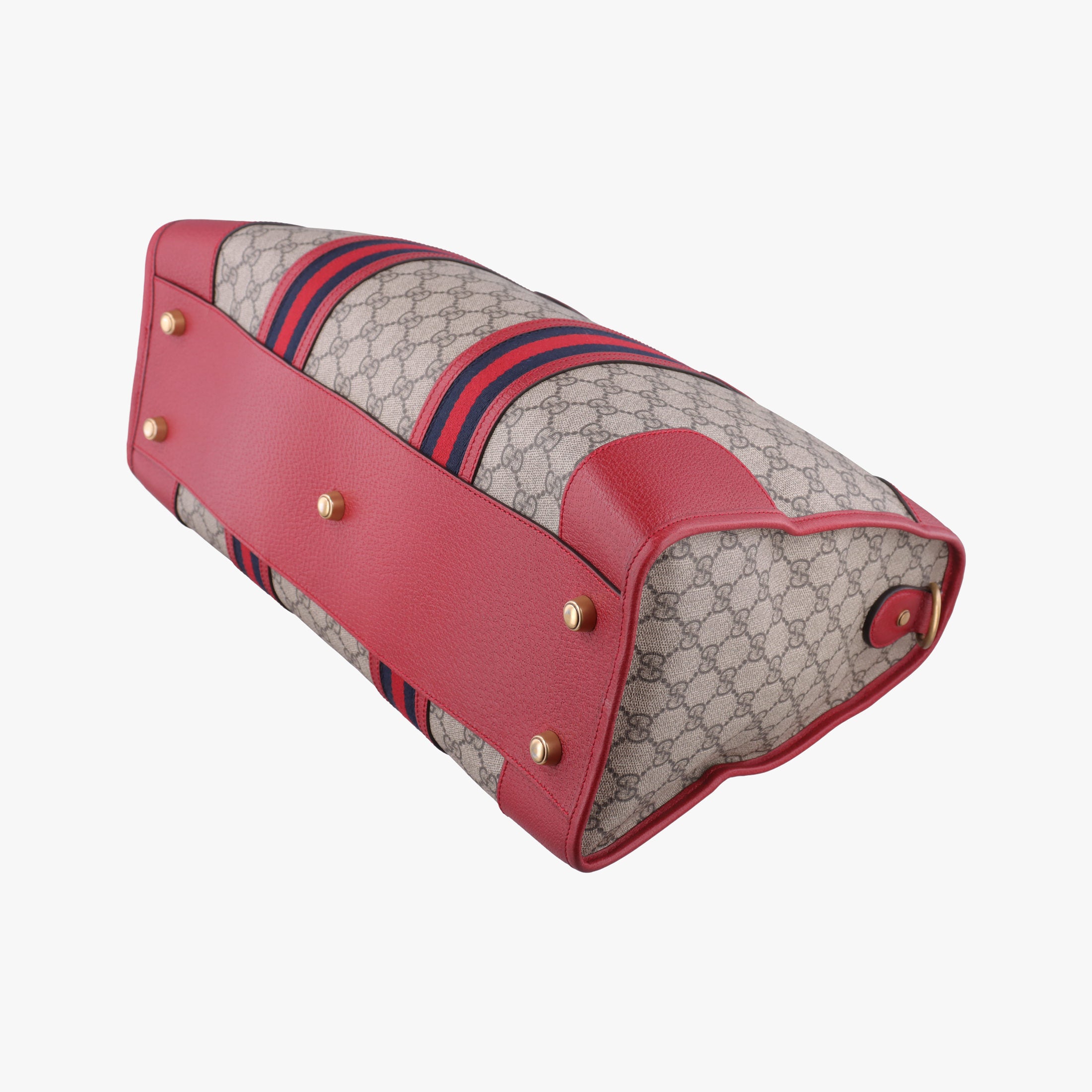 Pre-owned Gucci Soft GG Supreme Courrier Duffle Beige × Red PVC coated canvas×Leather 459311 shoulderbag | stylenewstar