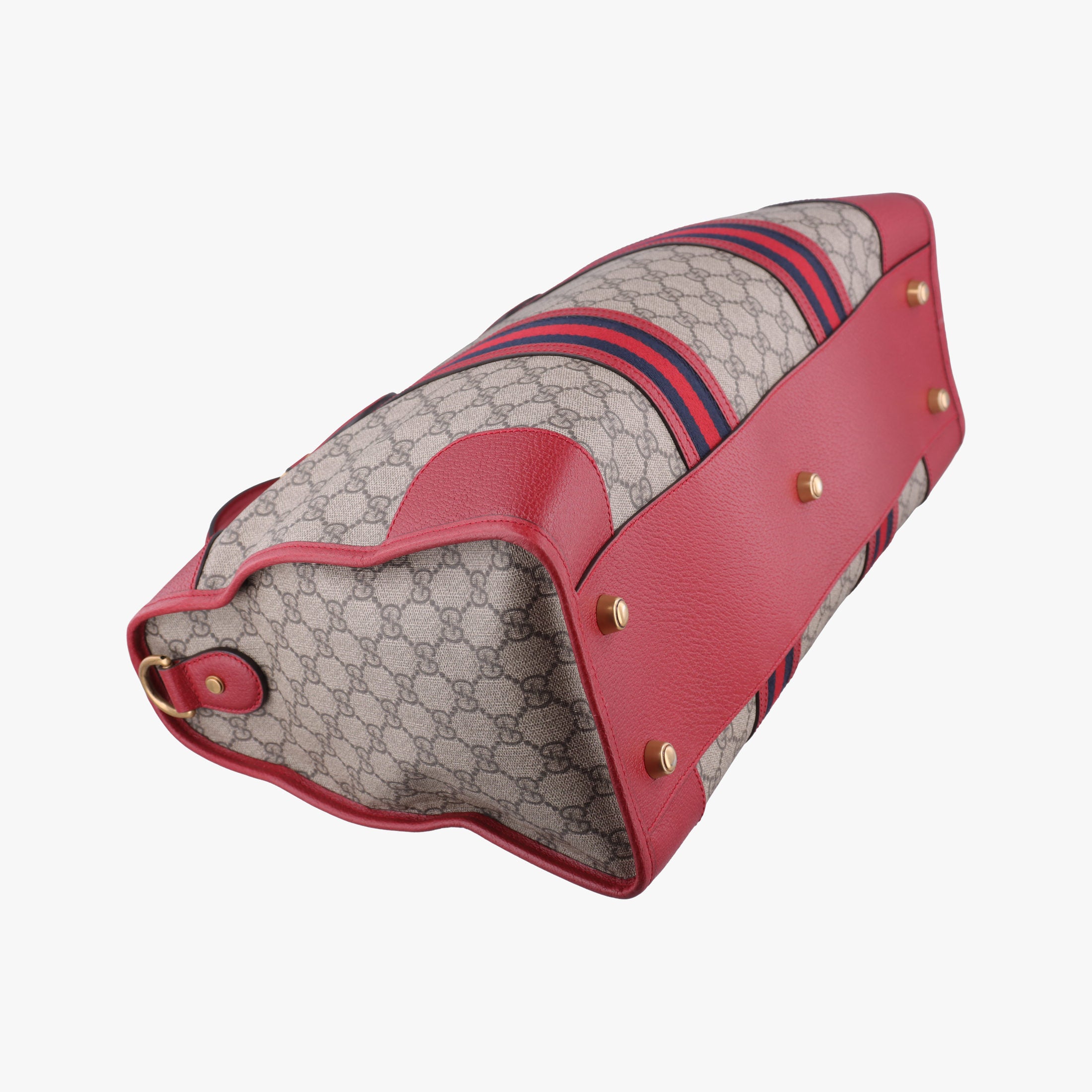 Pre-owned Gucci Soft GG Supreme Courrier Duffle Beige × Red PVC coated canvas×Leather 459311 shoulderbag | stylenewstar