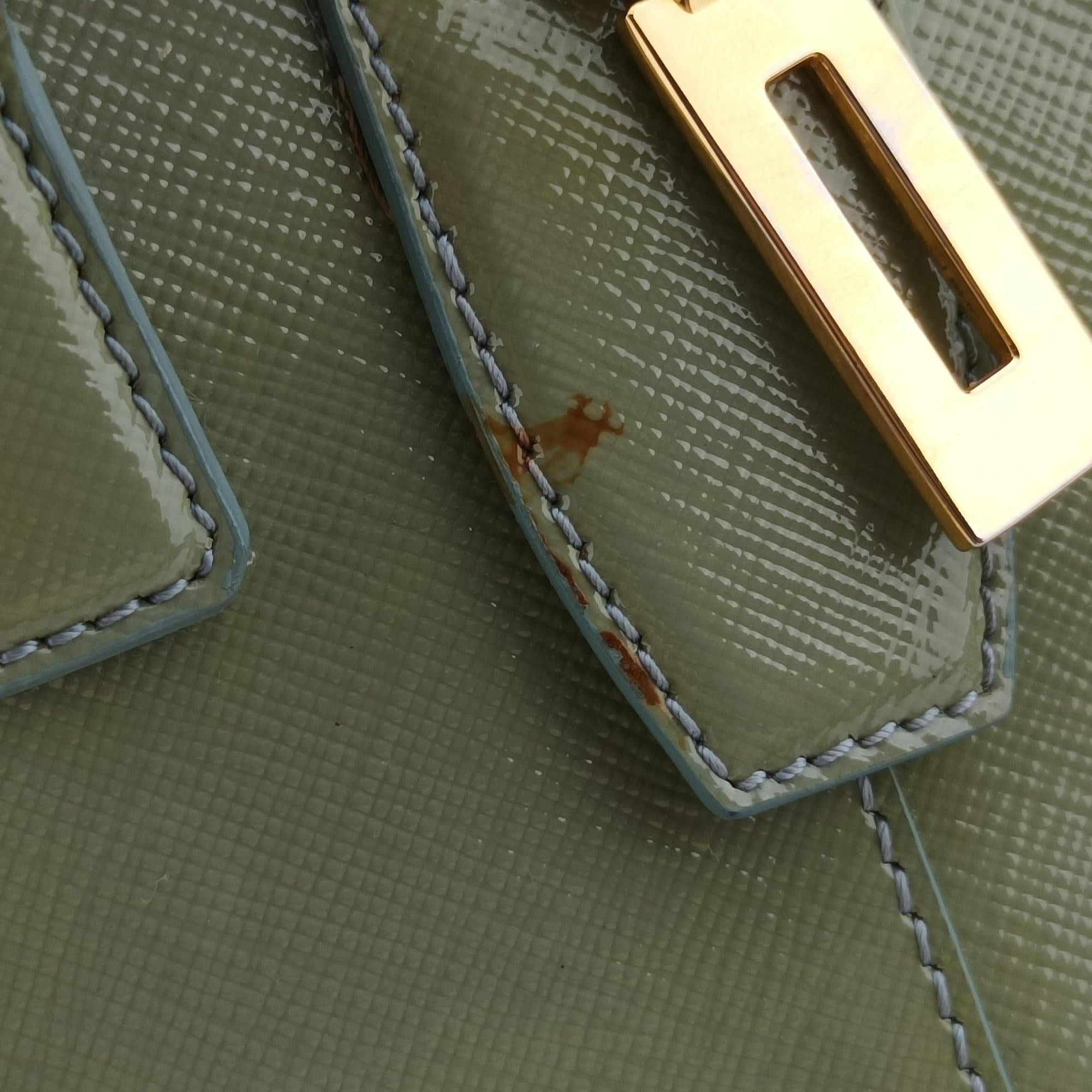 Pre-owned Prada Bowling Bag Green Patent SAFFIANO Leather BL0797 shoulderbag | stylenewstar