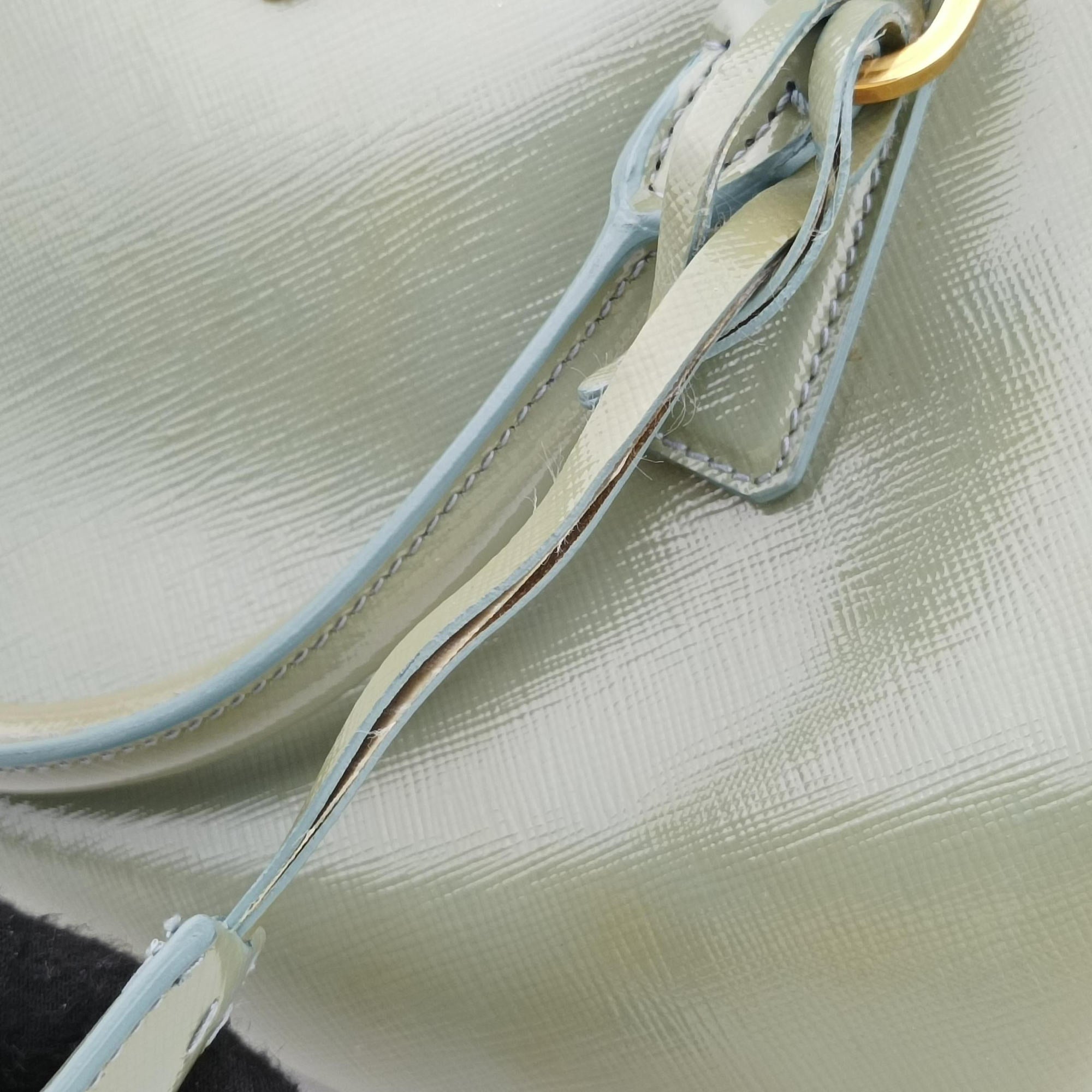 Pre-owned Prada Bowling Bag Green Patent SAFFIANO Leather BL0797 shoulderbag | stylenewstar