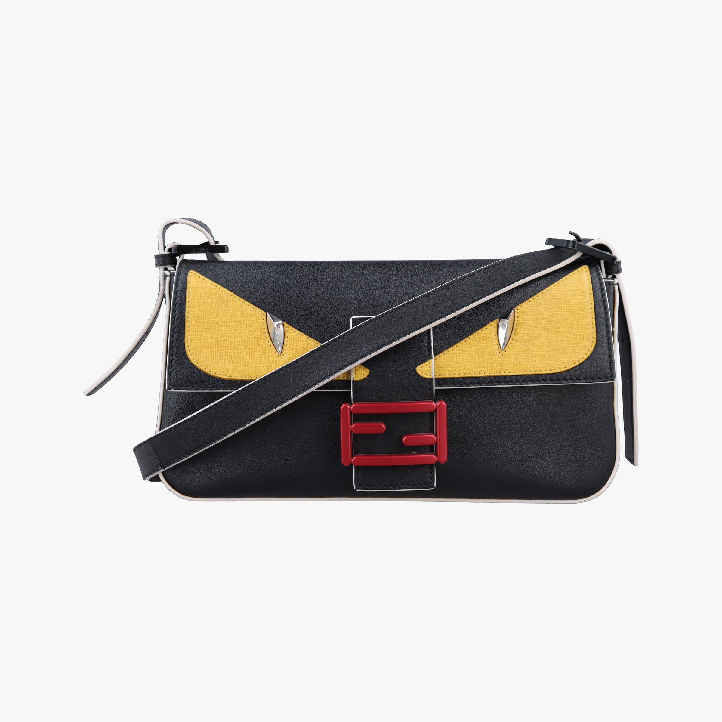 Vintage Fendi Monster Baguette Black×yellow Leather 8BR600 shoulderbag | stylenewstar
