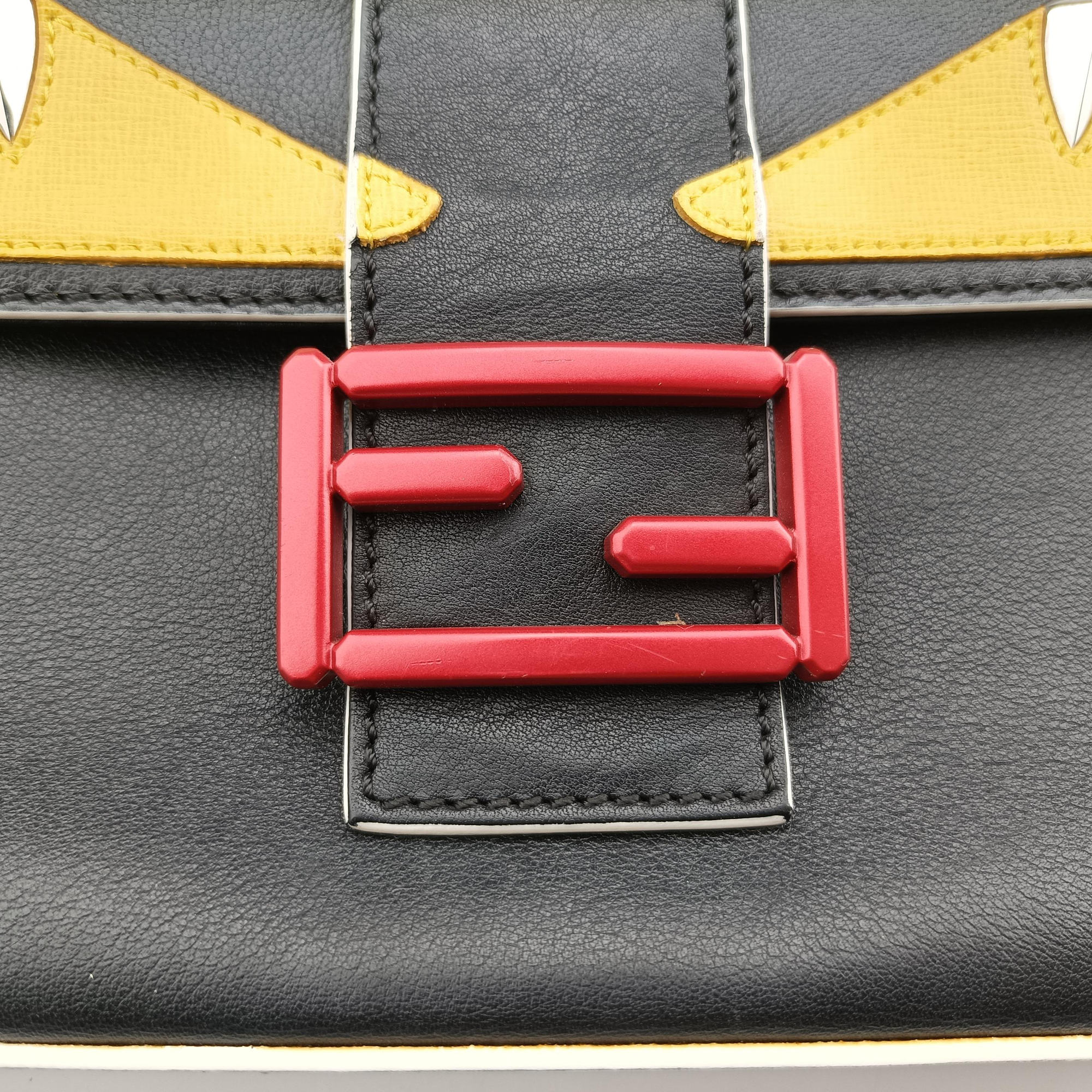 Vintage Fendi Monster Baguette Black×yellow Leather 8BR600 shoulderbag | stylenewstar