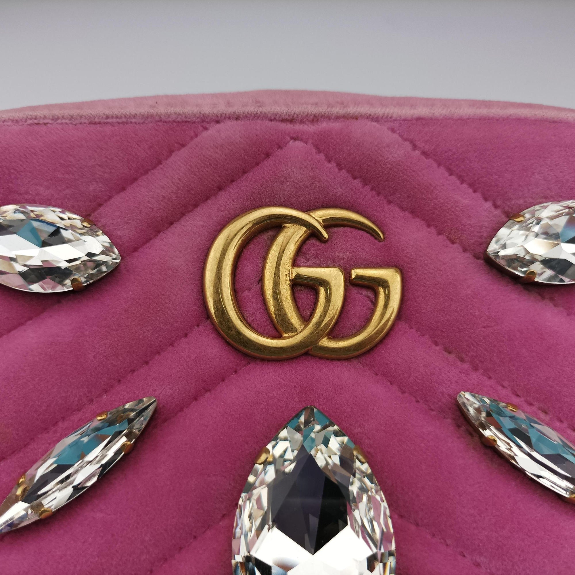 Vintage Gucci GG Marmont Pink velour 448065 shoulderbag | stylenewstar