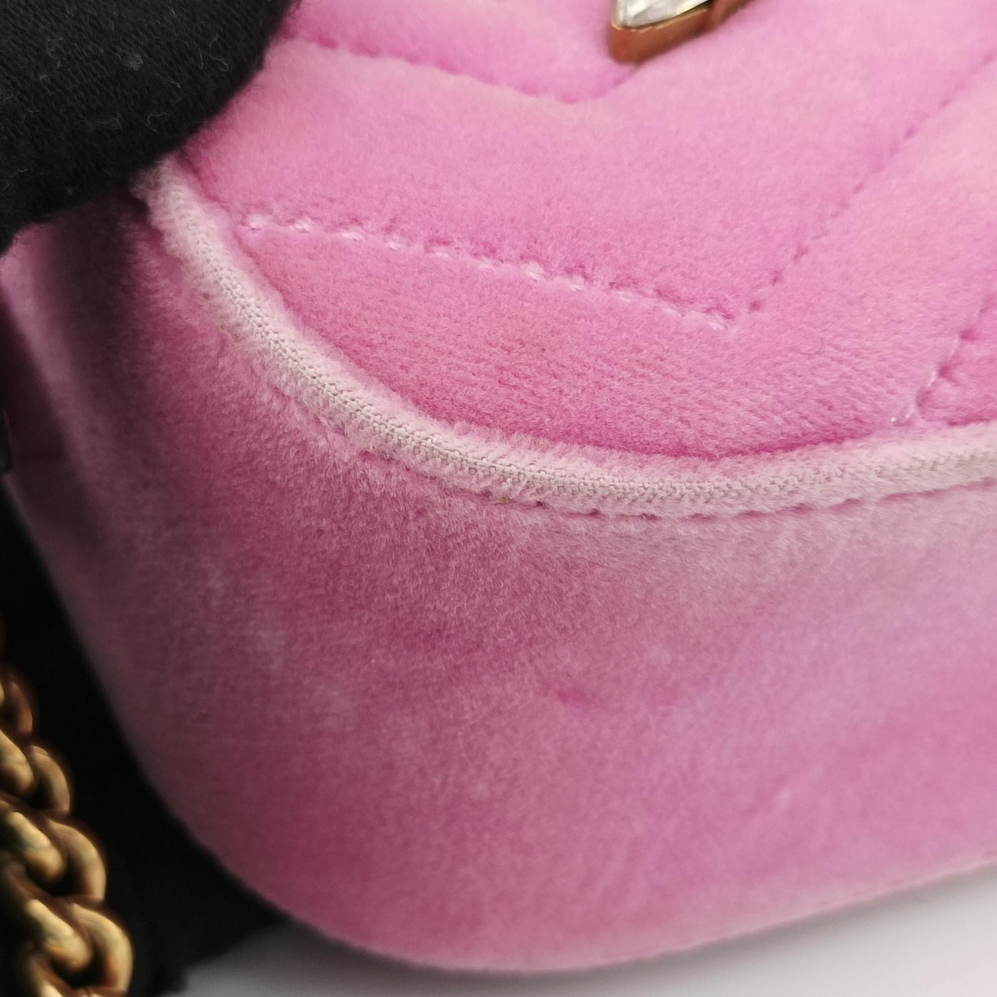 Vintage Gucci GG Marmont Pink velour 448065 shoulderbag | stylenewstar