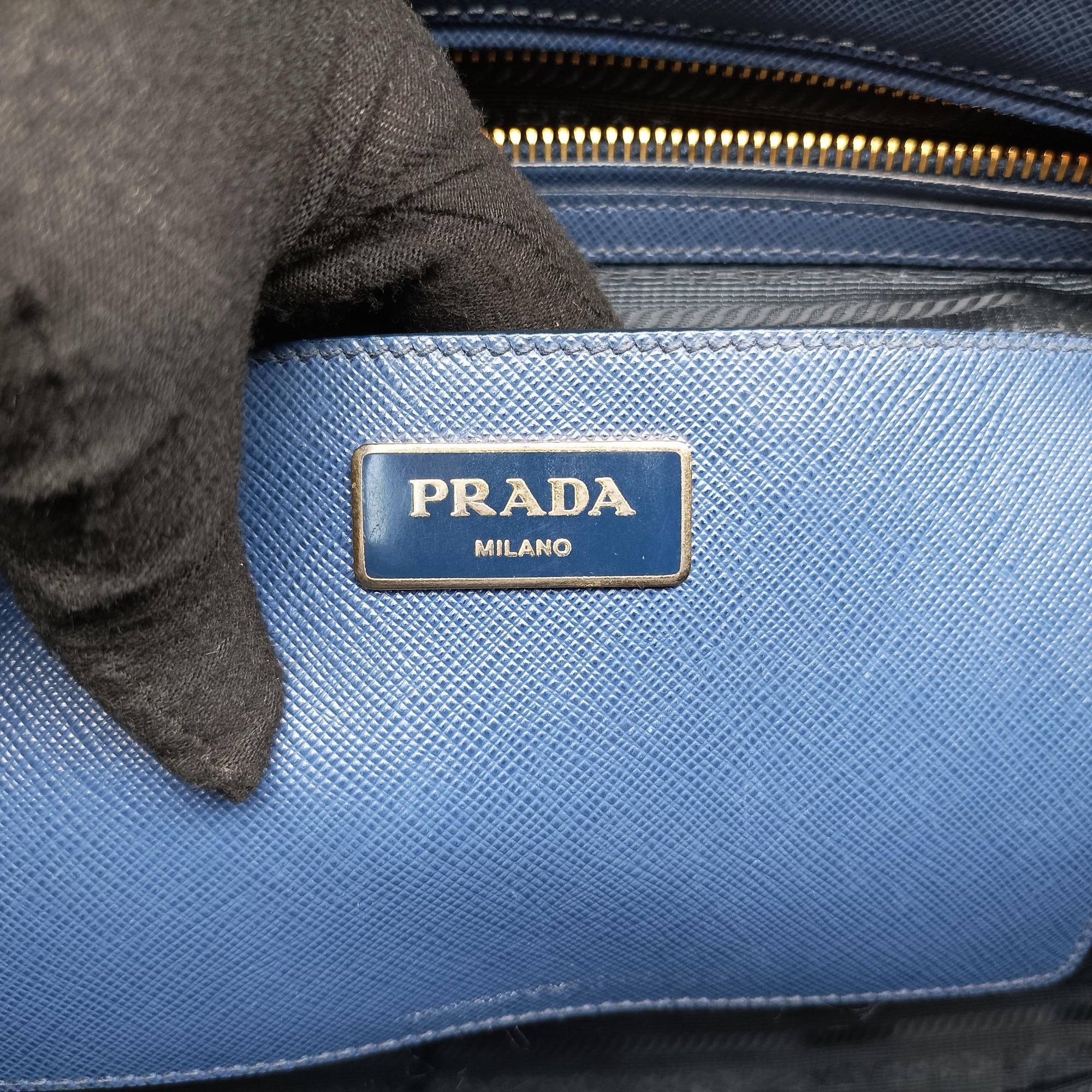 Secondhand Prada Galleria Blue SAFFIANO Leather BN2274 handbag | stylenewstar