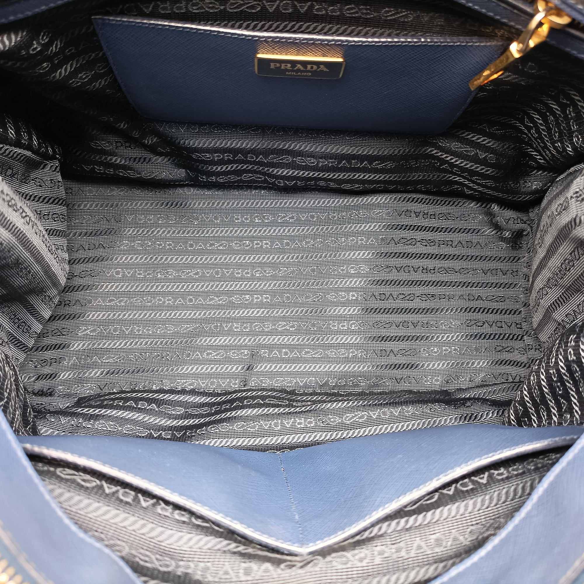 Secondhand Prada Galleria Blue SAFFIANO Leather BN2274 handbag | stylenewstar