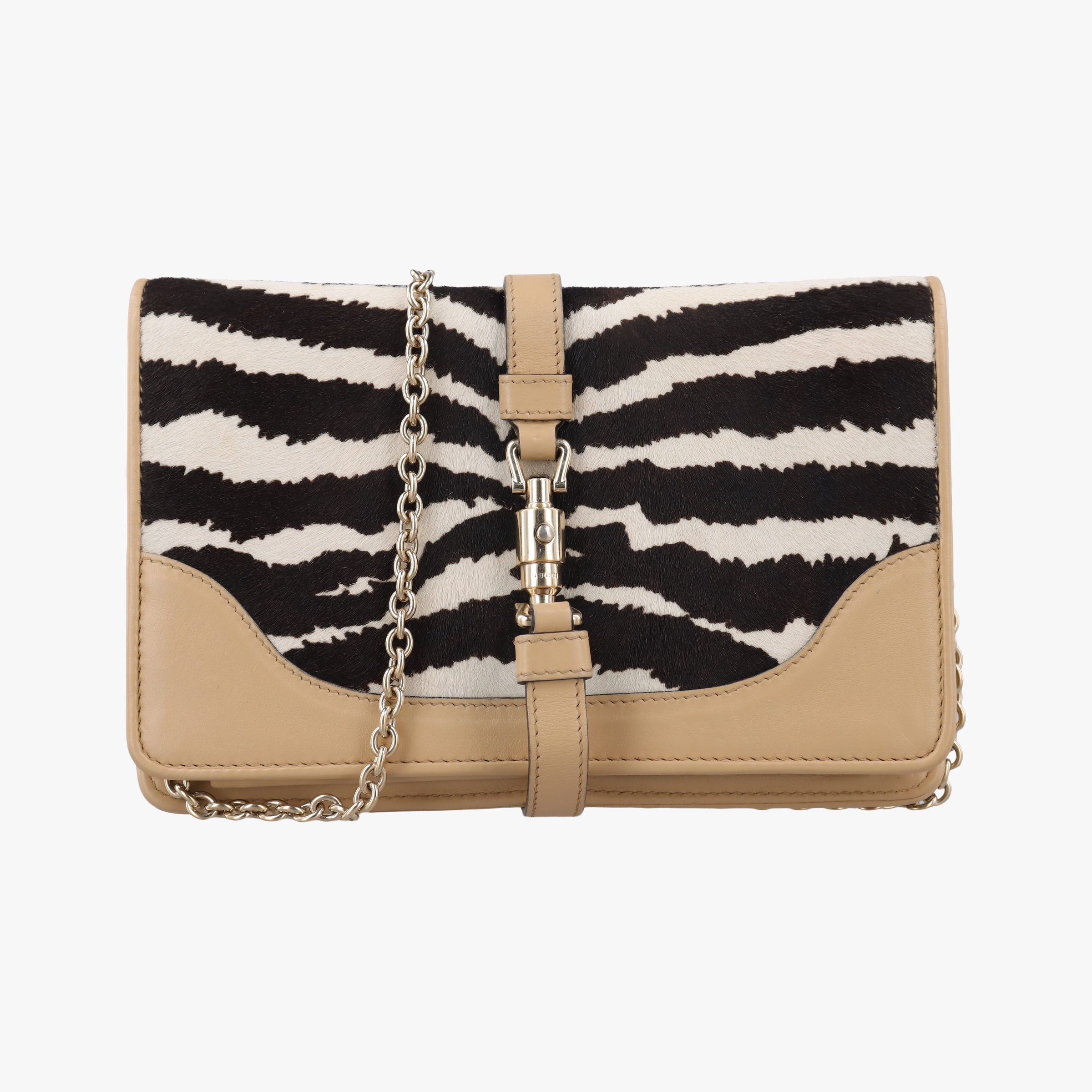 Pre-owned Gucci Broadway Beige×Multicolour ponyhair×leather 283061 shoulderbag | stylenewstar