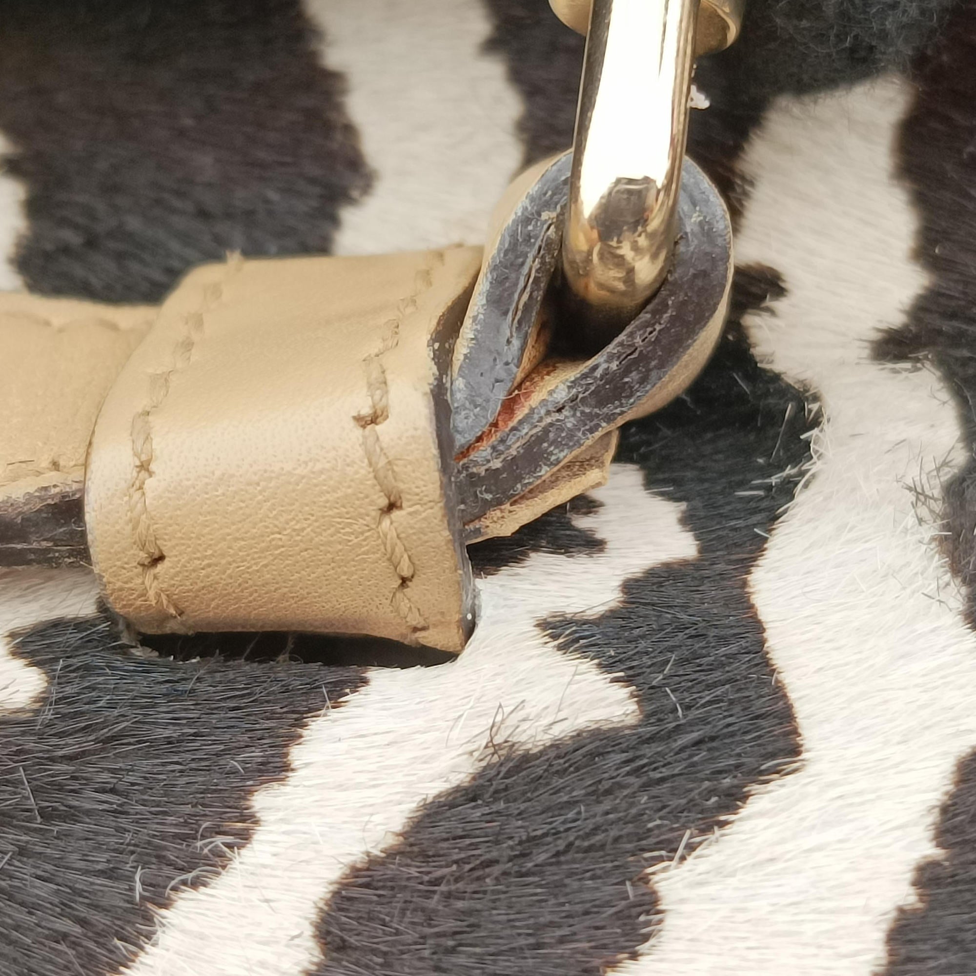 Pre-owned Gucci Broadway Beige×Multicolour ponyhair×leather 283061 shoulderbag | stylenewstar
