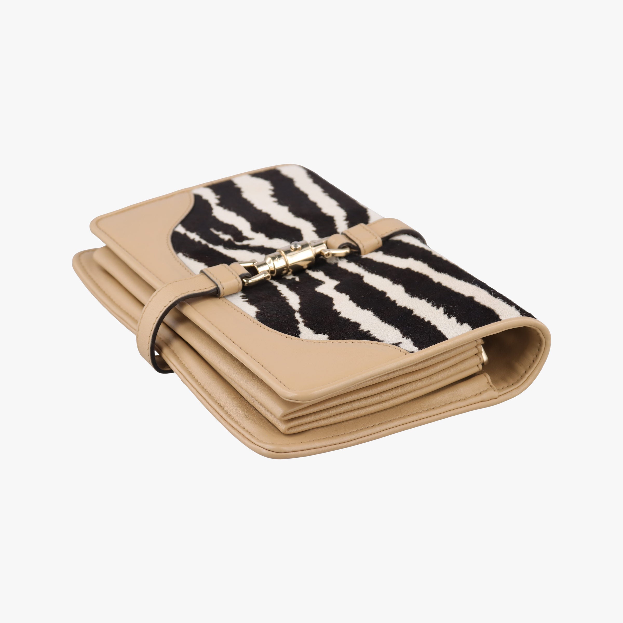 Pre-owned Gucci Broadway Beige×Multicolour ponyhair×leather 283061 shoulderbag | stylenewstar
