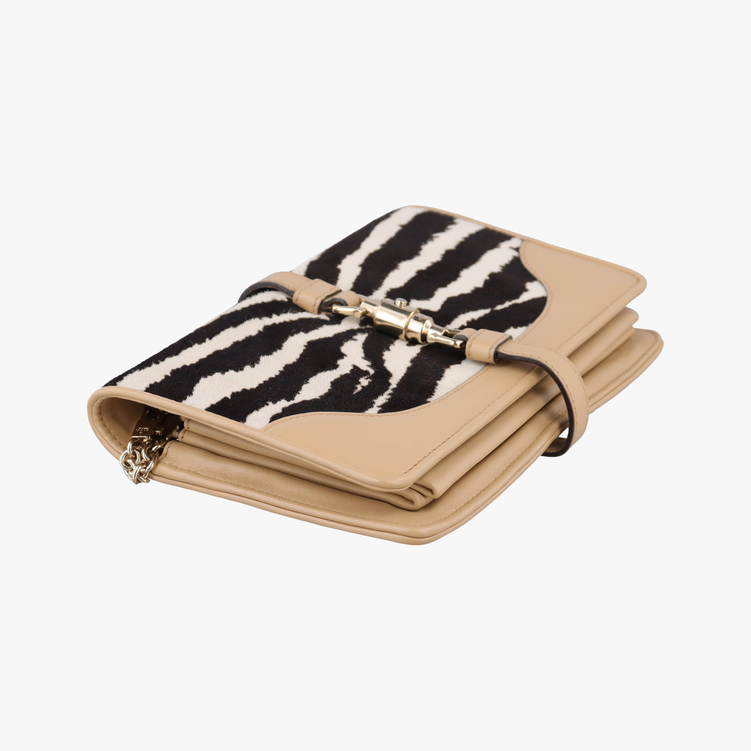 Pre-owned Gucci Broadway Beige×Multicolour ponyhair×leather 283061 shoulderbag | stylenewstar