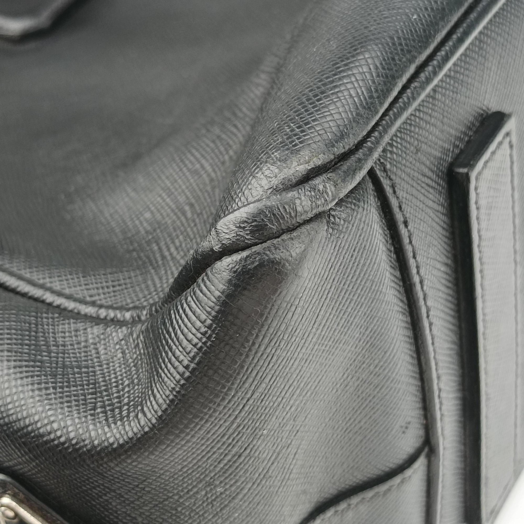 Pre-owned Prada business bag briefcase Black SAFFIANO Leather 2VE363 handbag | stylenewstar