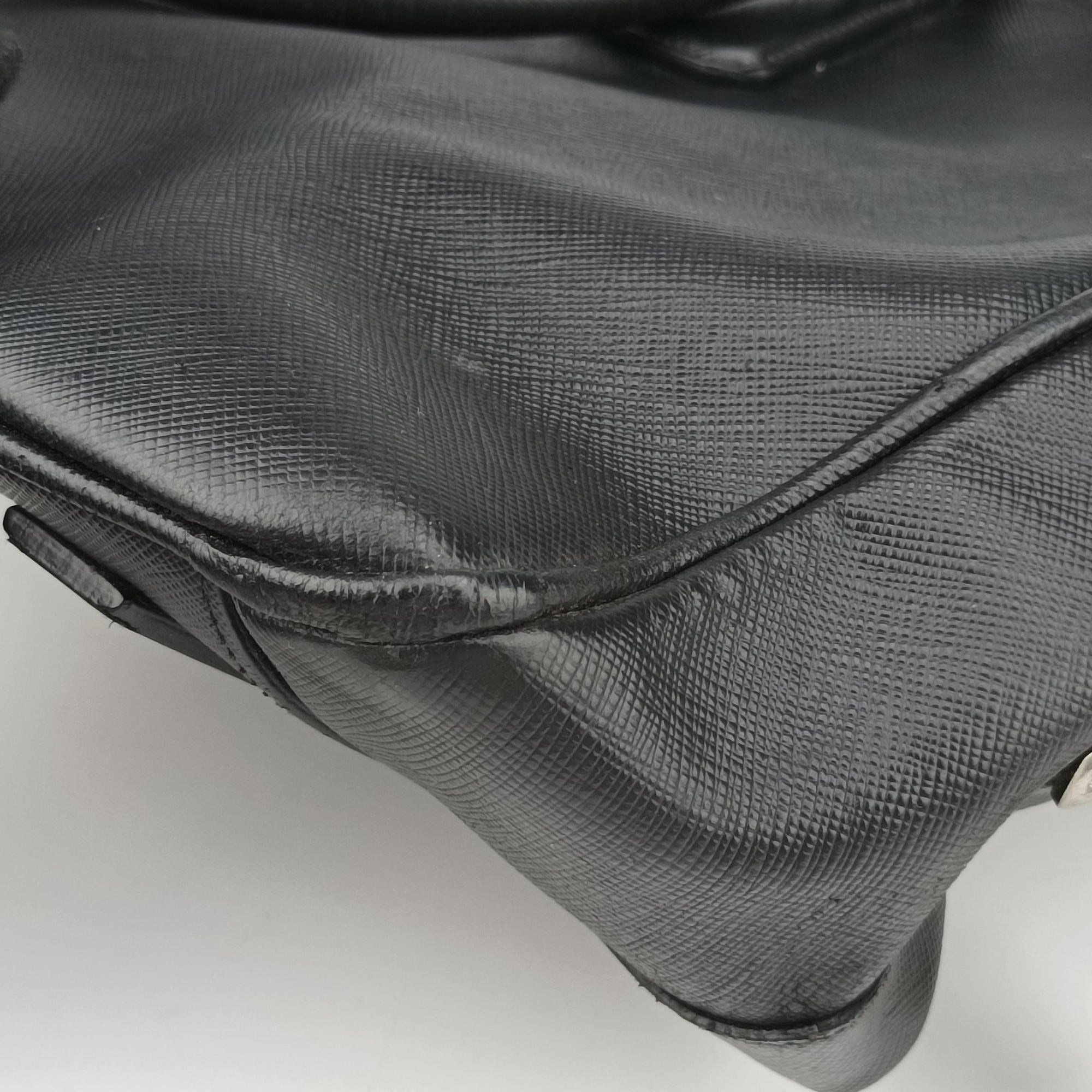 Pre-owned Prada business bag briefcase Black SAFFIANO Leather 2VE363 handbag | stylenewstar