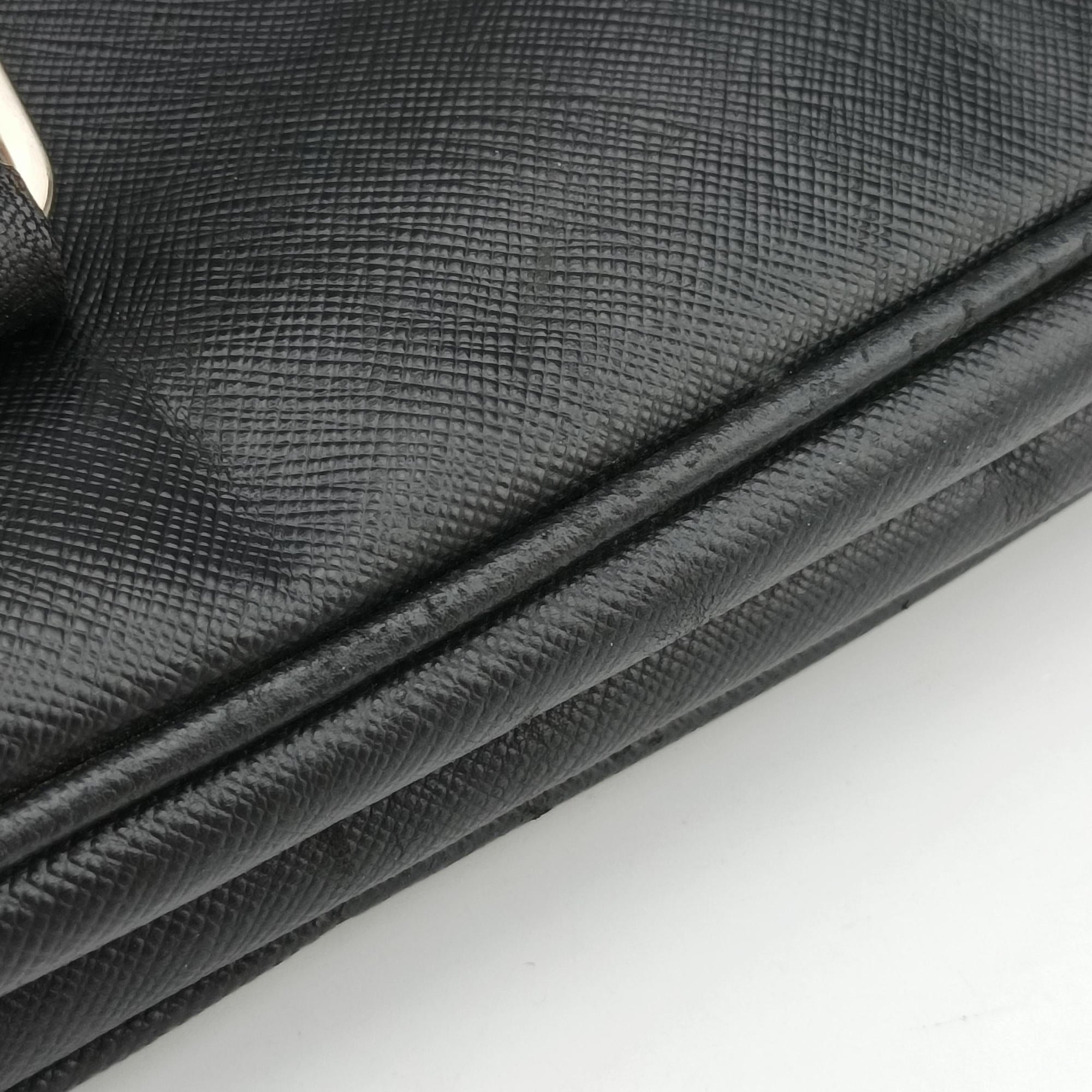 Pre-owned Prada business bag briefcase Black SAFFIANO Leather 2VE363 handbag | stylenewstar