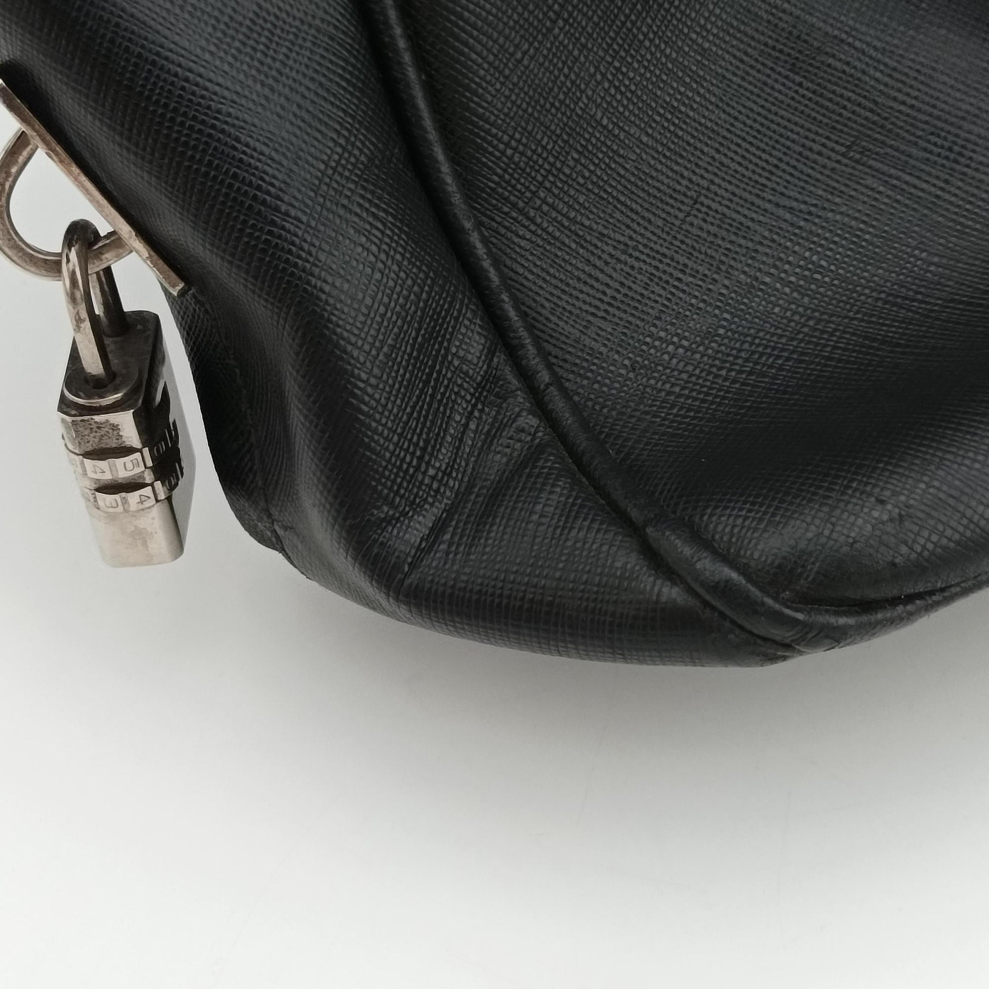 Pre-owned Prada business bag briefcase Black SAFFIANO Leather 2VE363 handbag | stylenewstar