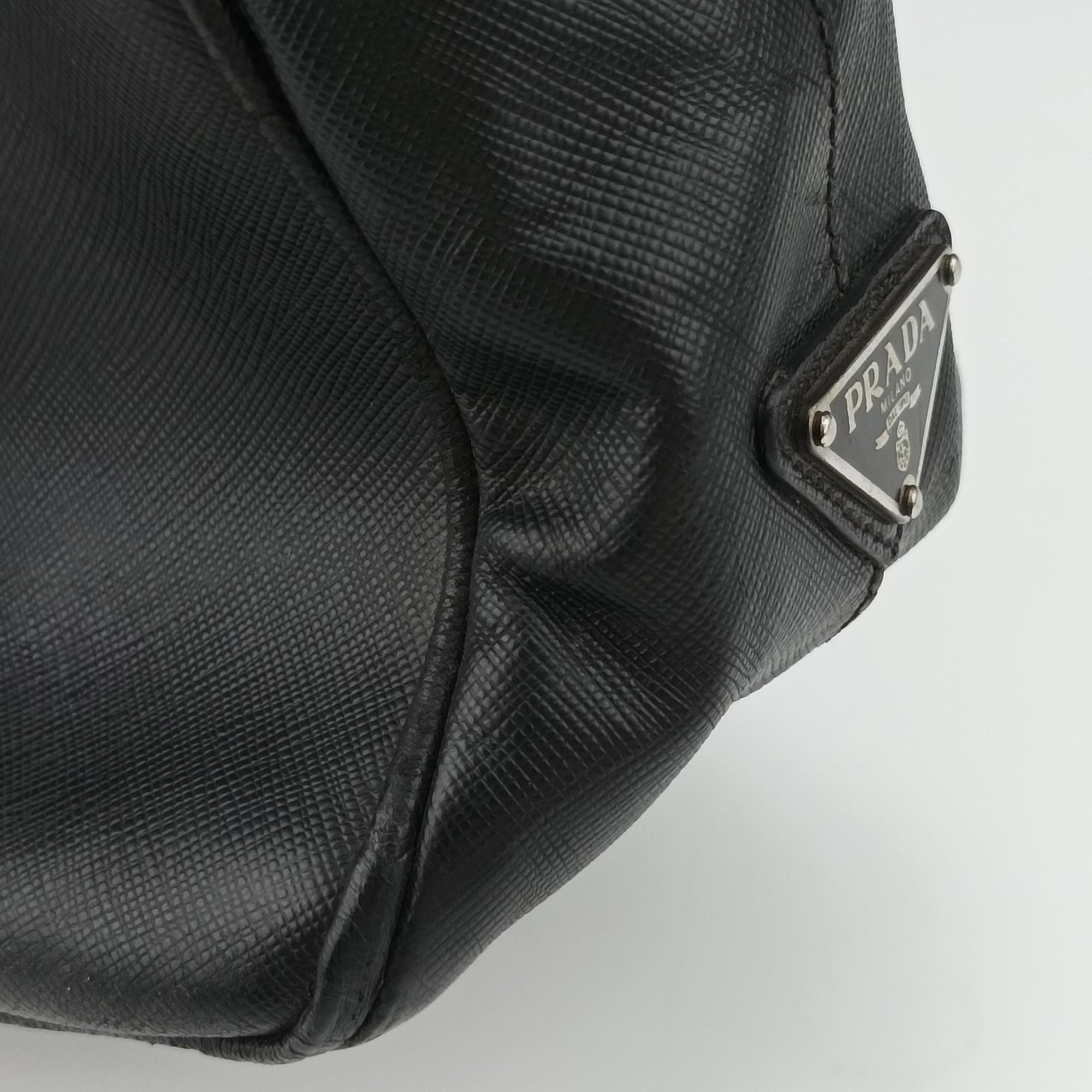 Pre-owned Prada business bag briefcase Black SAFFIANO Leather 2VE363 handbag | stylenewstar