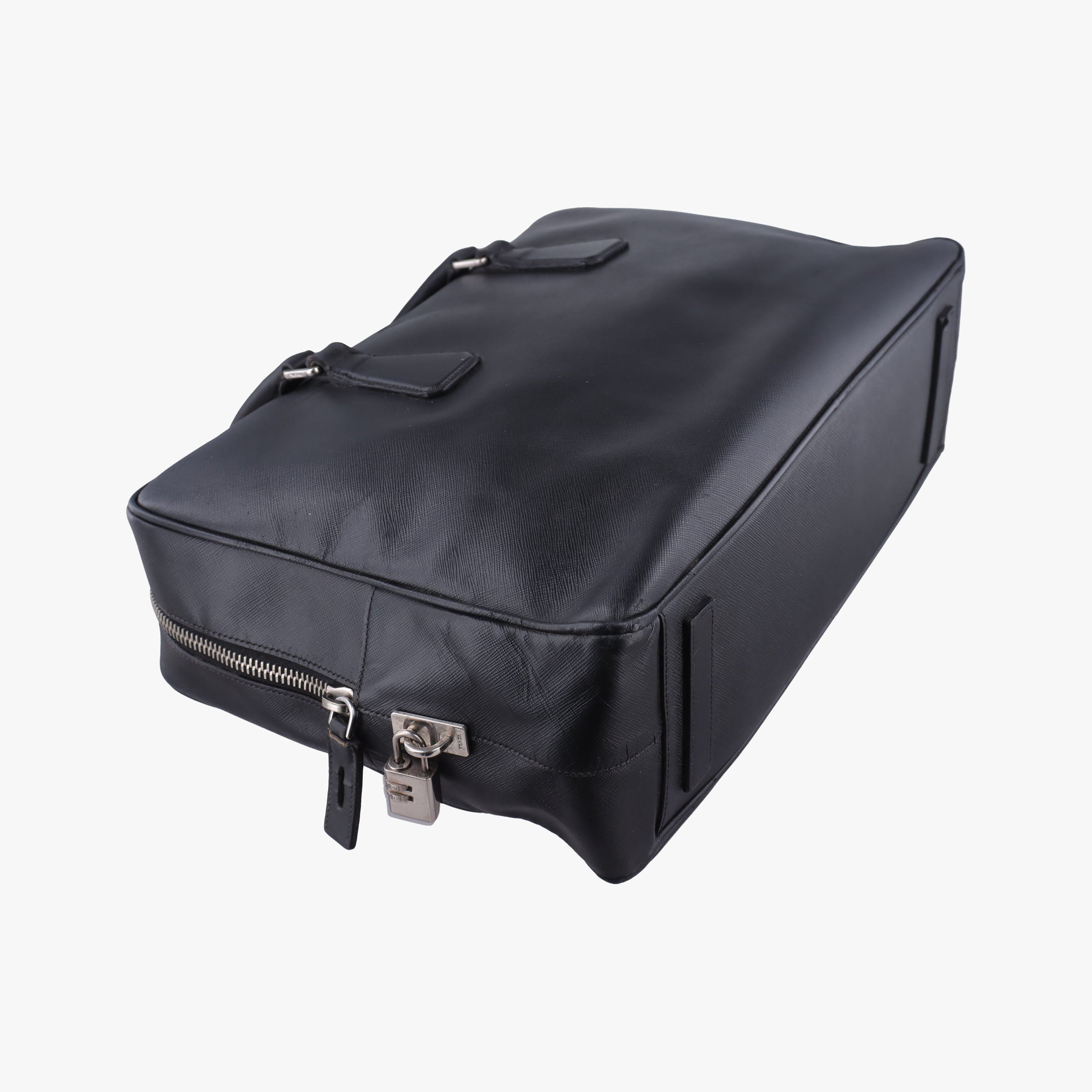 Pre-owned Prada business bag briefcase Black SAFFIANO Leather 2VE363 handbag | stylenewstar