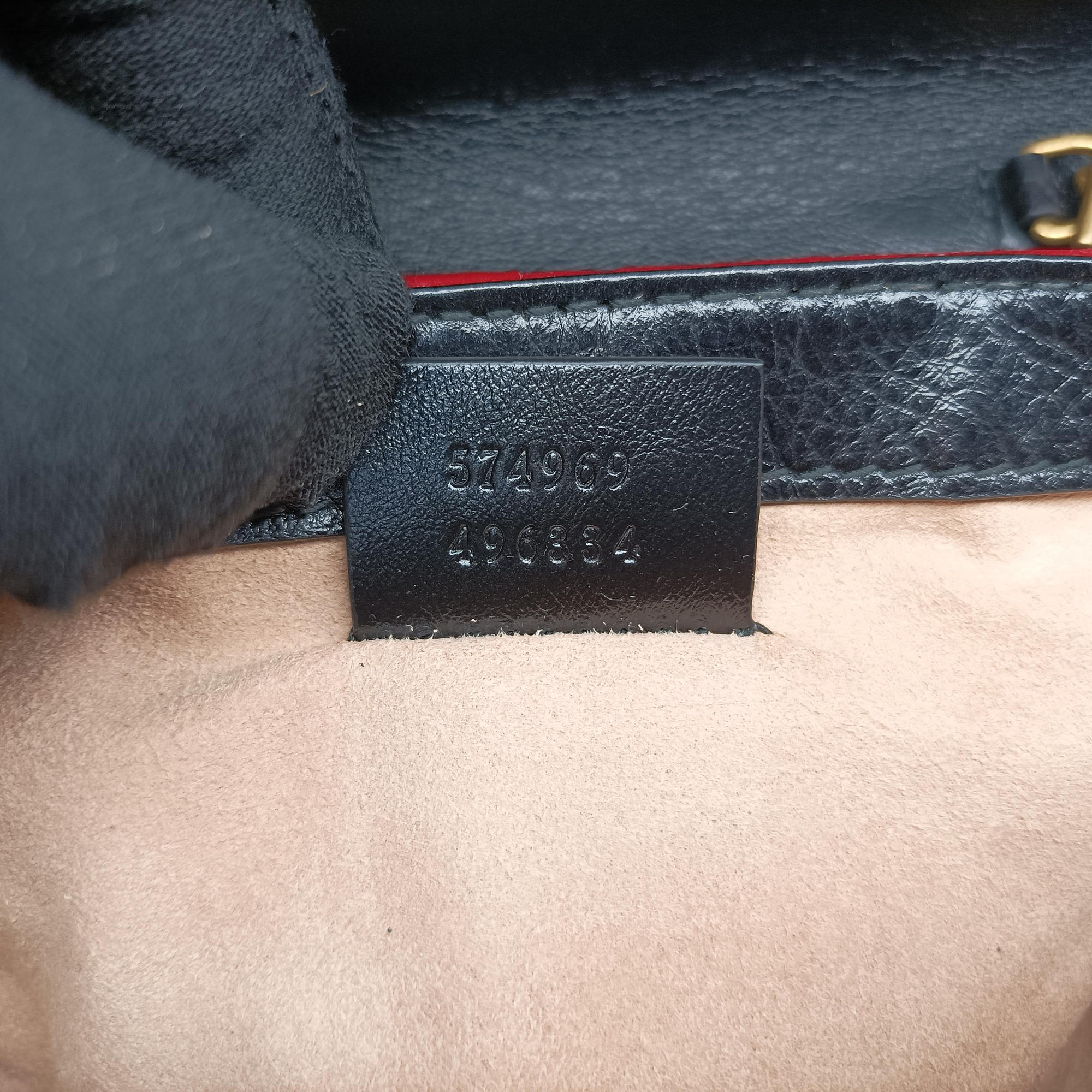 Pre-owned Gucci GG Marmont Black×Beige×Red Leather 574969 shoulderbag | stylenewstar