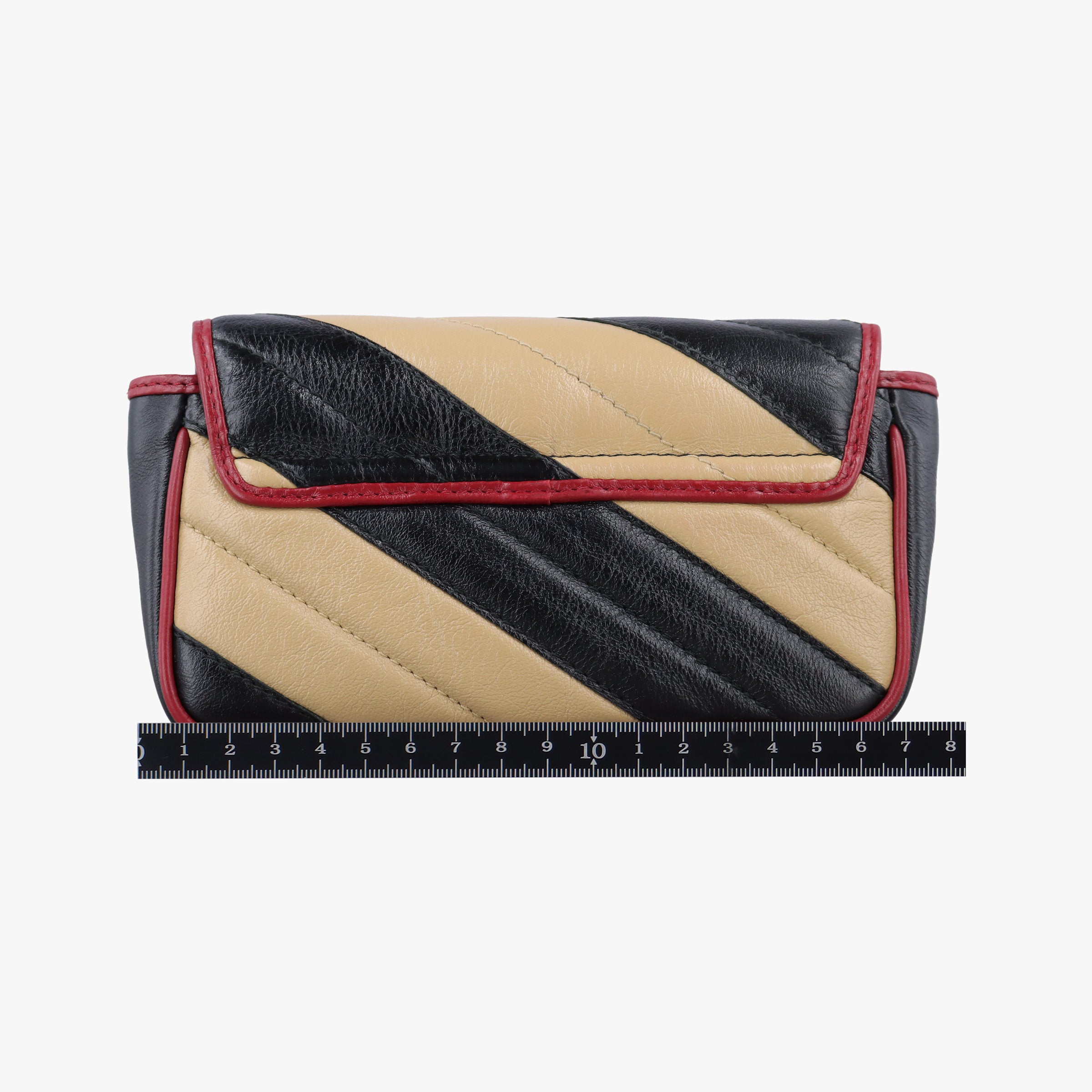 Pre-owned Gucci GG Marmont Black×Beige×Red Leather 574969 shoulderbag | stylenewstar