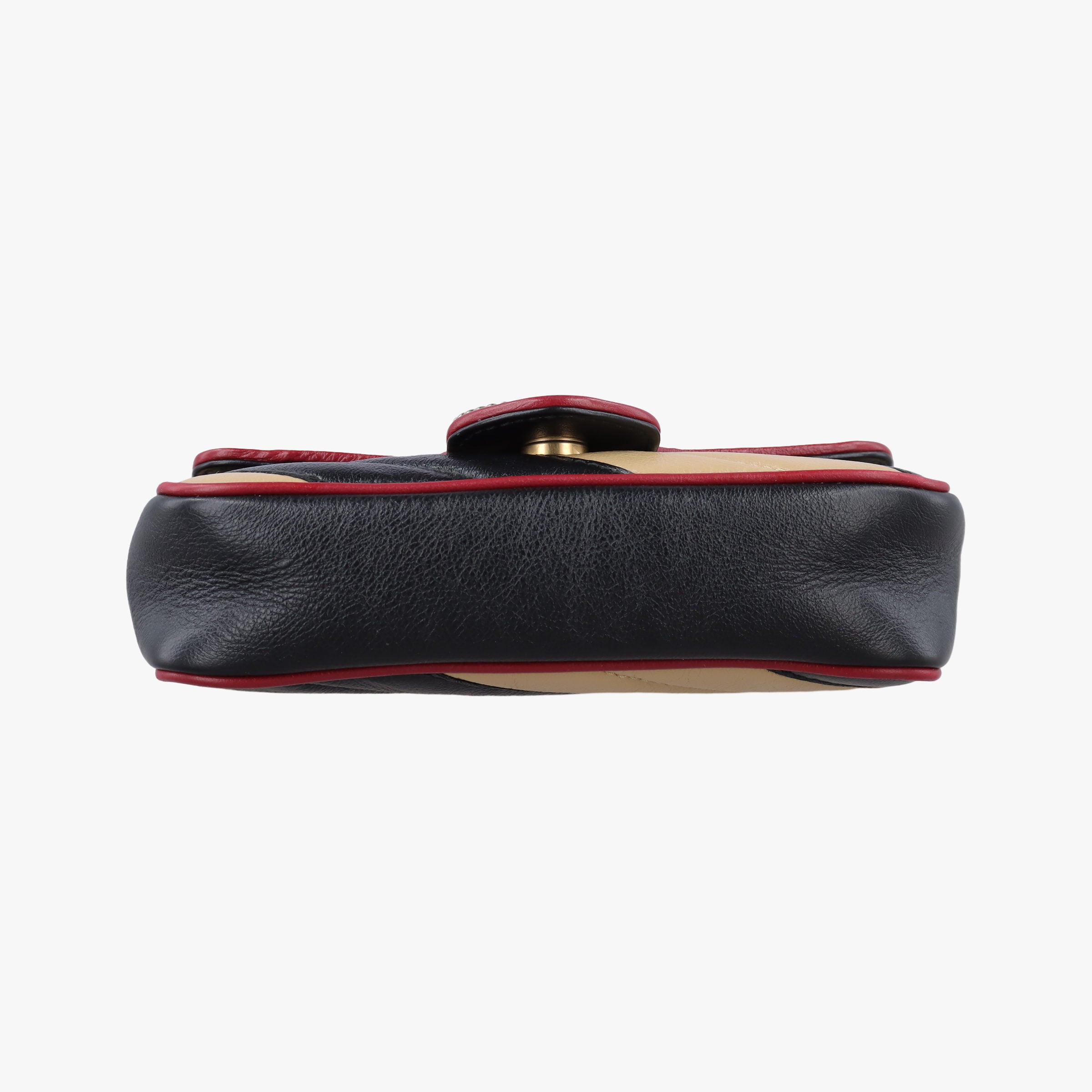 Pre-owned Gucci GG Marmont Black×Beige×Red Leather 574969 shoulderbag | stylenewstar