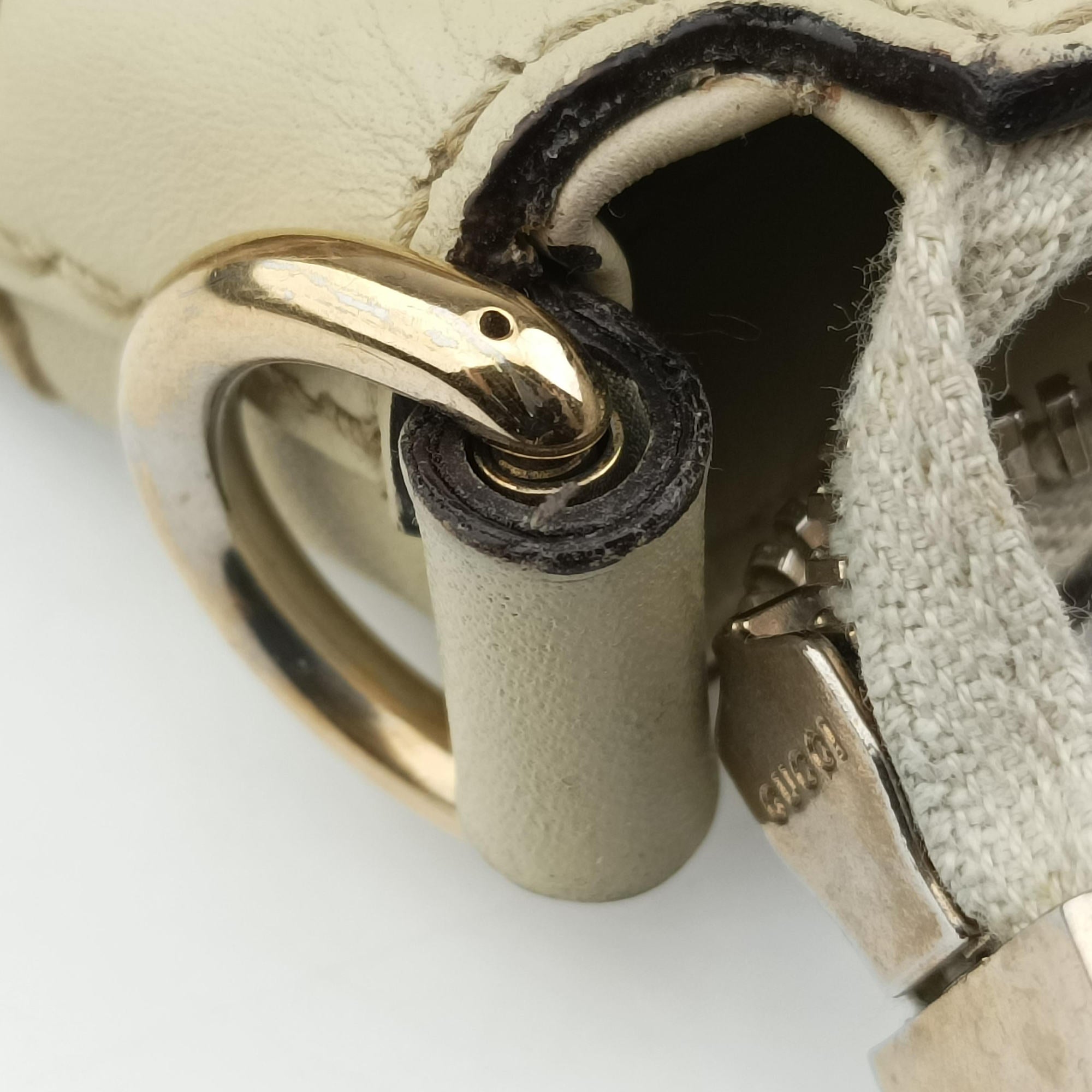 Pre-owned Gucci Mayfair Bow Tote beige x White Canvas × Leather 257349 shoulderbag | stylenewstar