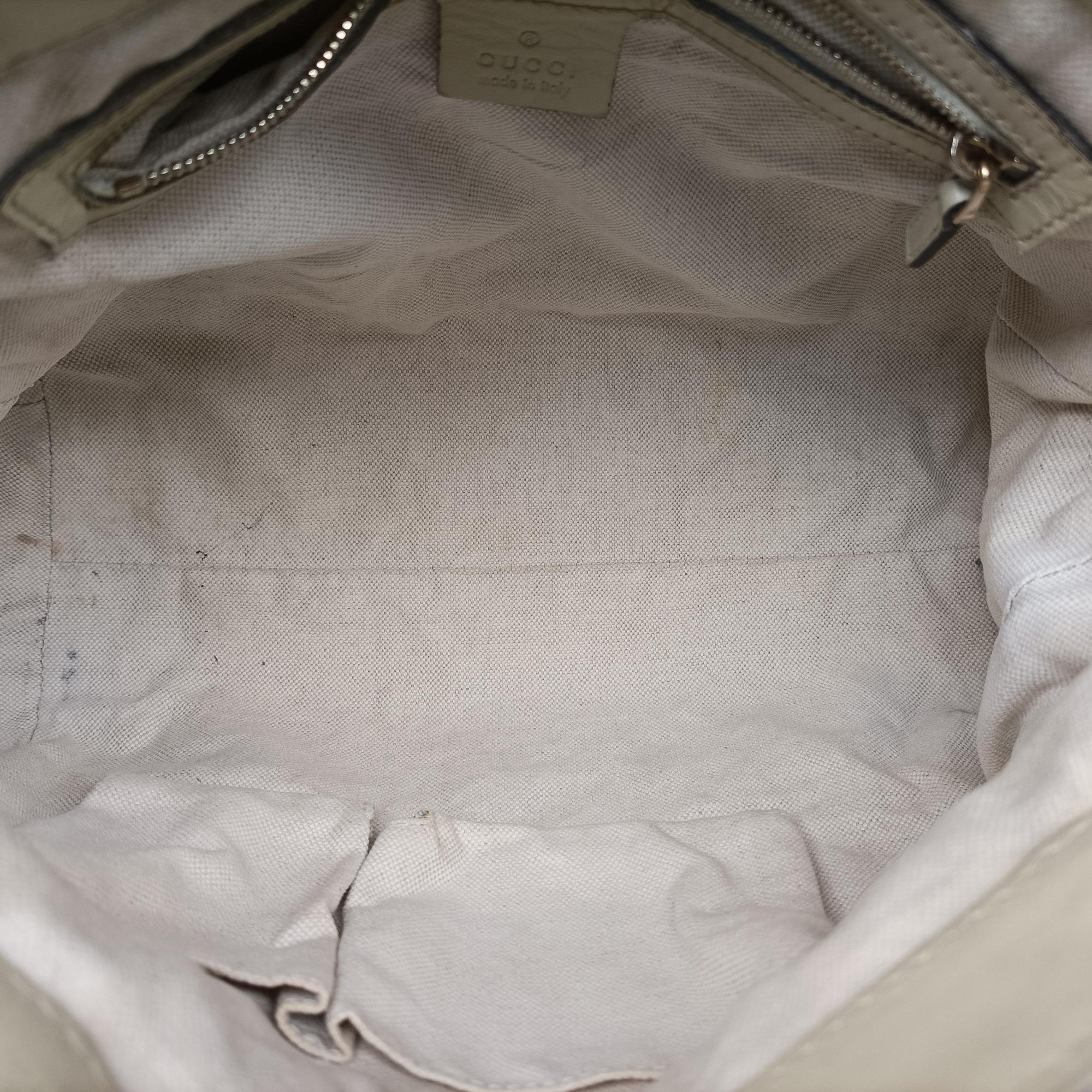 Pre-owned Gucci Mayfair Bow Tote beige x White Canvas × Leather 257349 shoulderbag | stylenewstar
