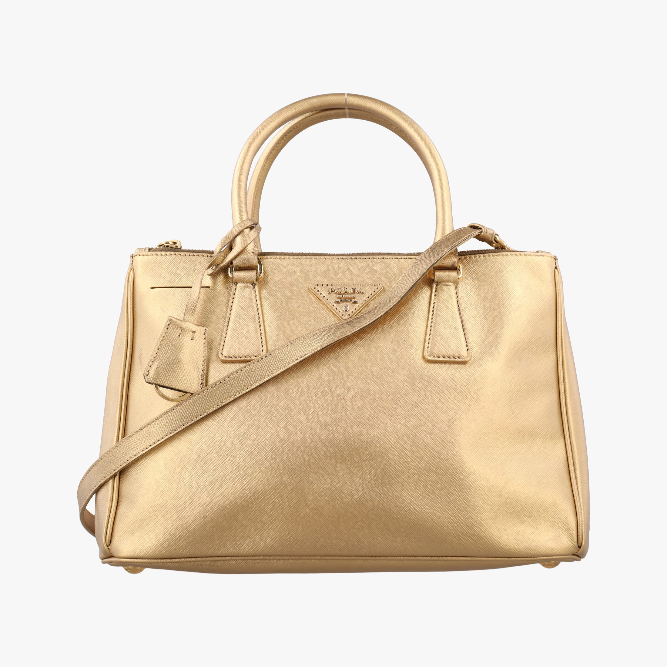 Pre-owned Prada Galleria Golden SAFFIANO Leather BN2274 shoulderbag | stylenewstar