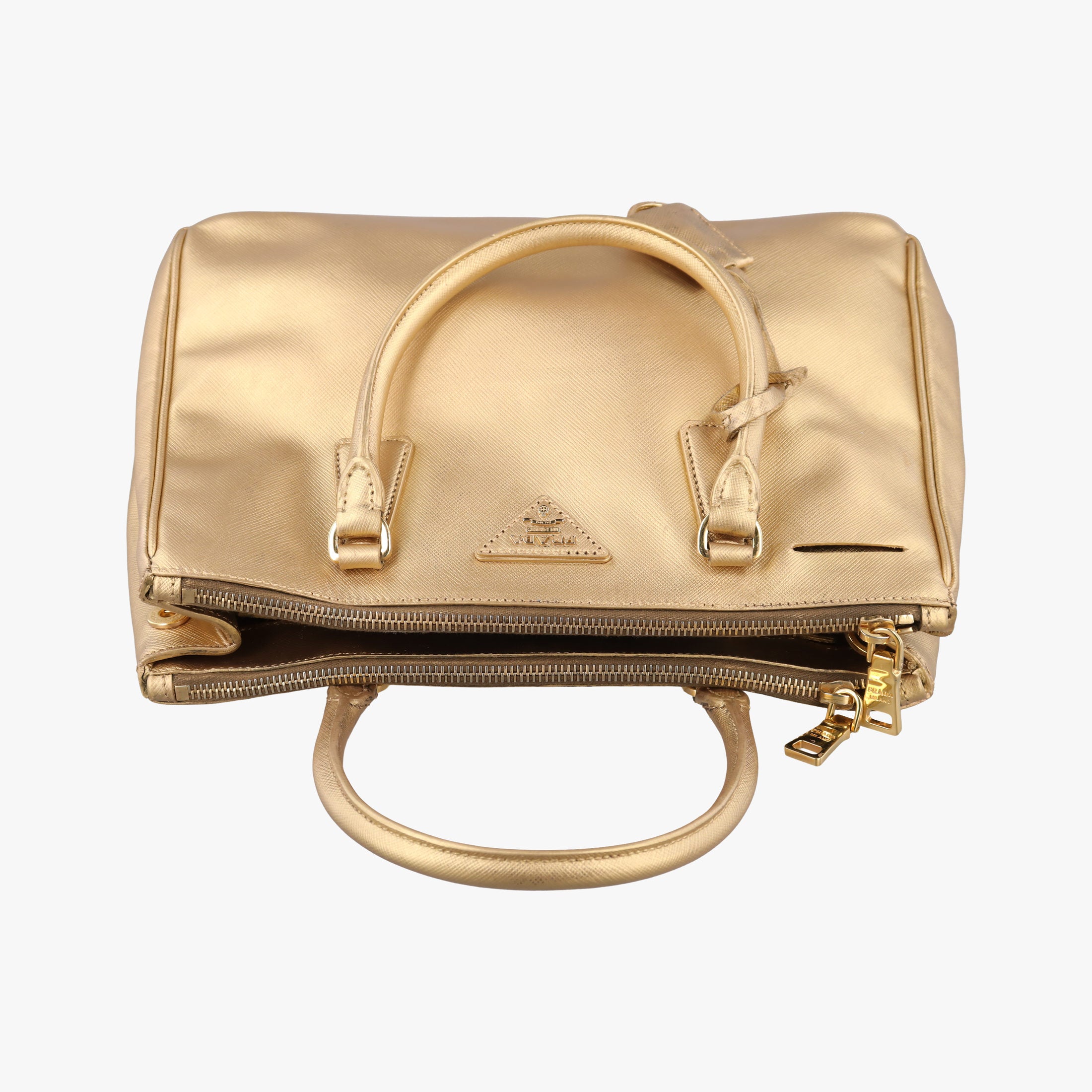 Pre-owned Prada Galleria Golden SAFFIANO Leather BN2274 shoulderbag | stylenewstar
