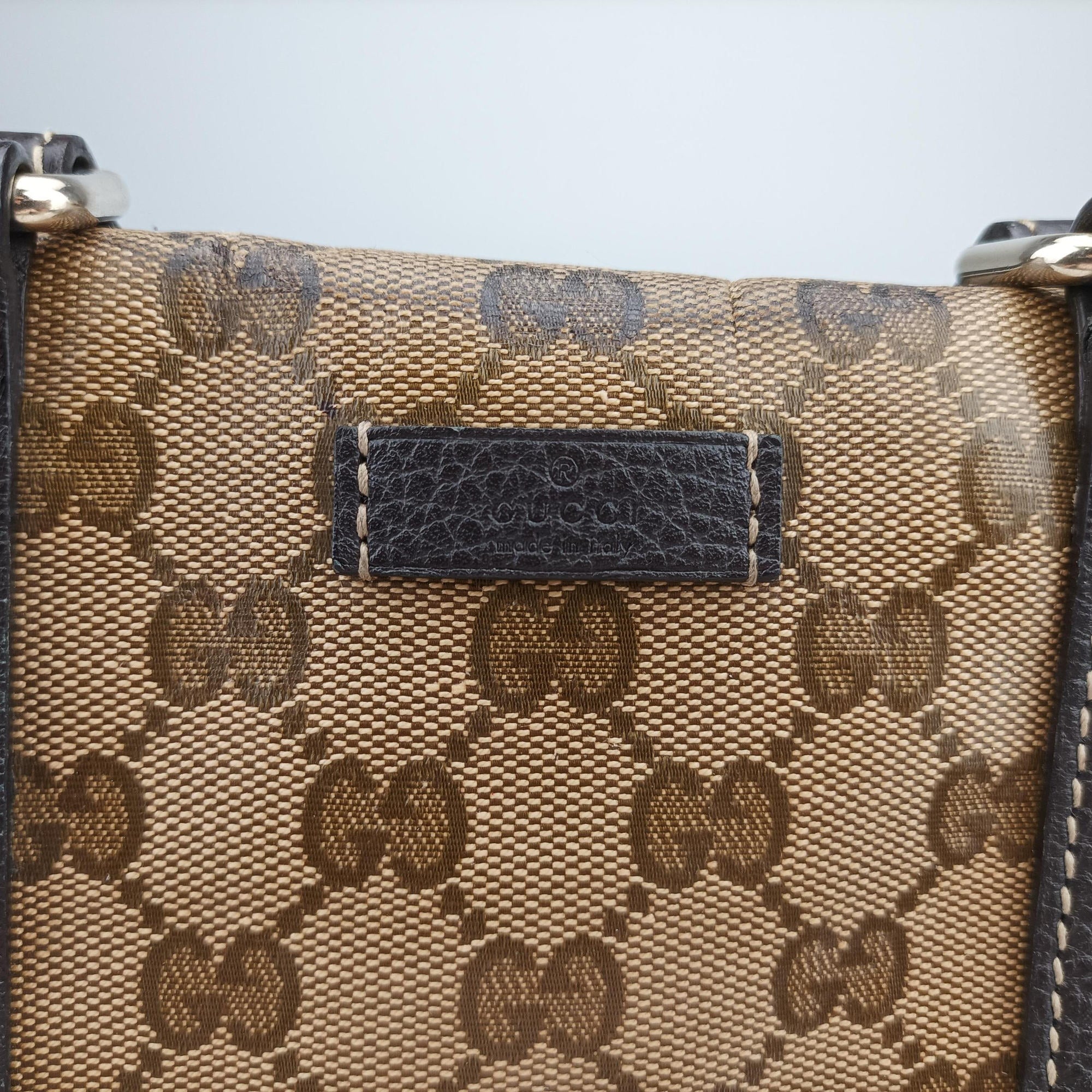 Pre-owned Gucci GG Crystal Joy Brown PVC coated canvas 296021 handbag | stylenewstar