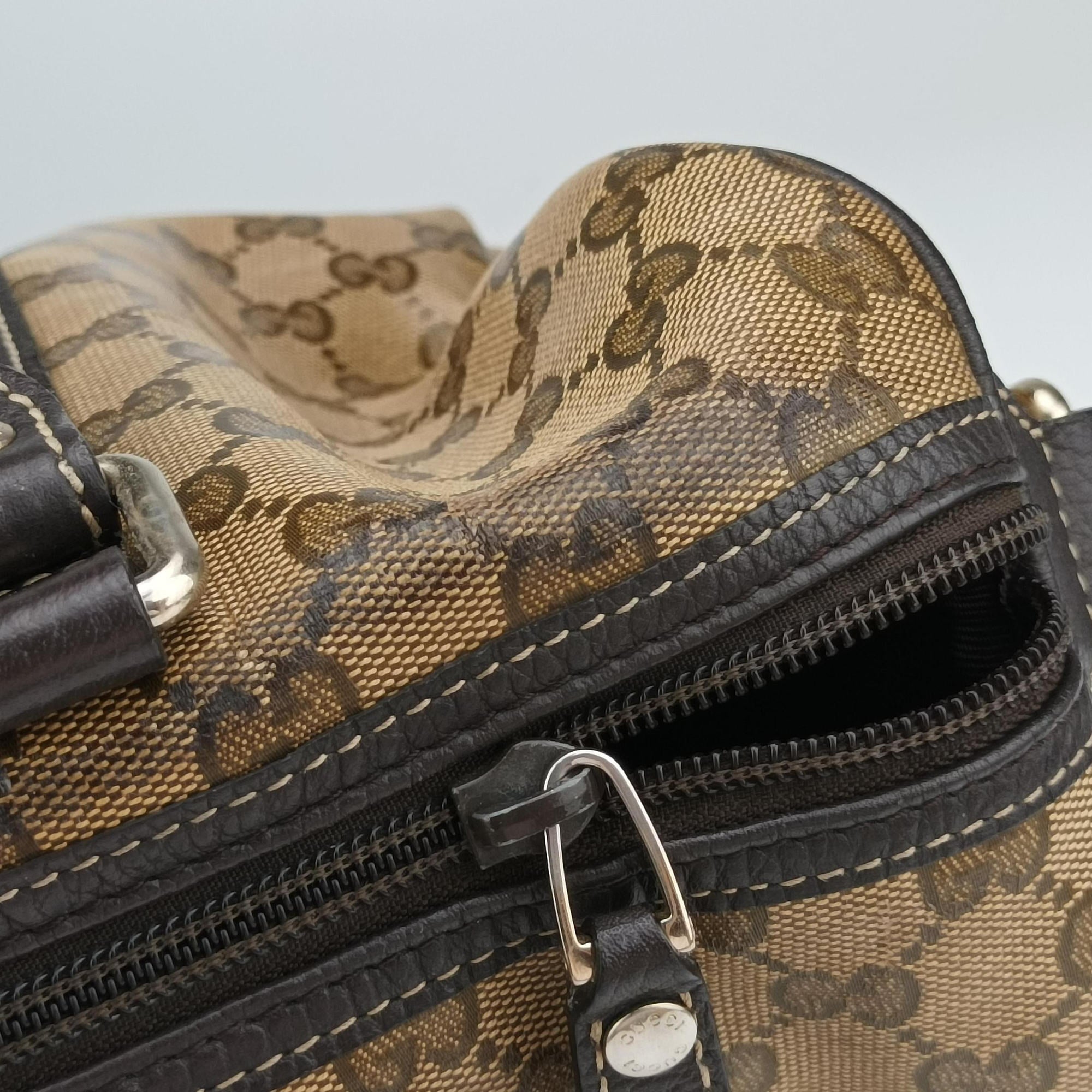 Pre-owned Gucci GG Crystal Joy Brown PVC coated canvas 296021 handbag | stylenewstar