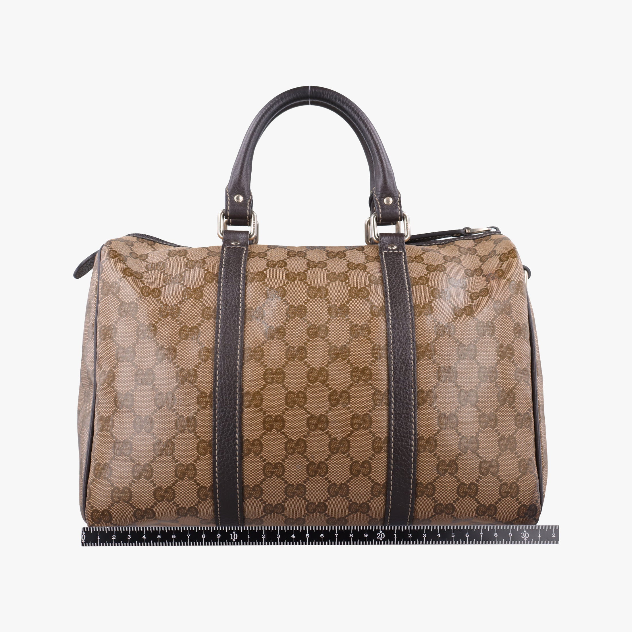 Pre-owned Gucci GG Crystal Joy Brown PVC coated canvas 296021 handbag | stylenewstar