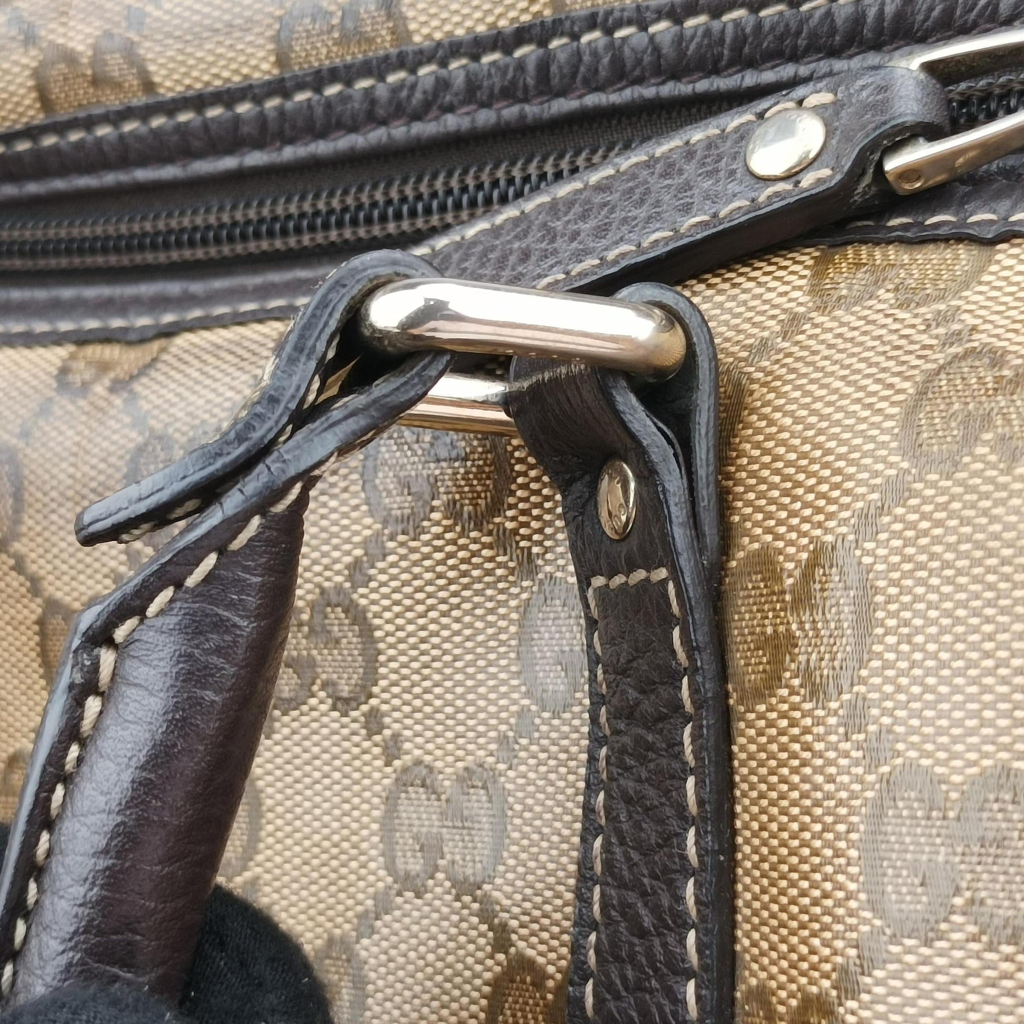 Pre-owned Gucci GG Crystal Joy Brown PVC coated canvas 296021 handbag | stylenewstar