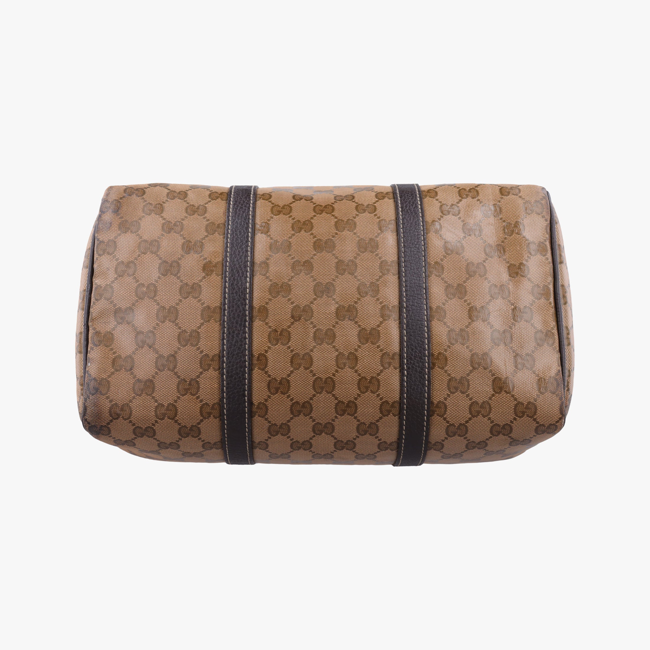 Pre-owned Gucci GG Crystal Joy Brown PVC coated canvas 296021 handbag | stylenewstar