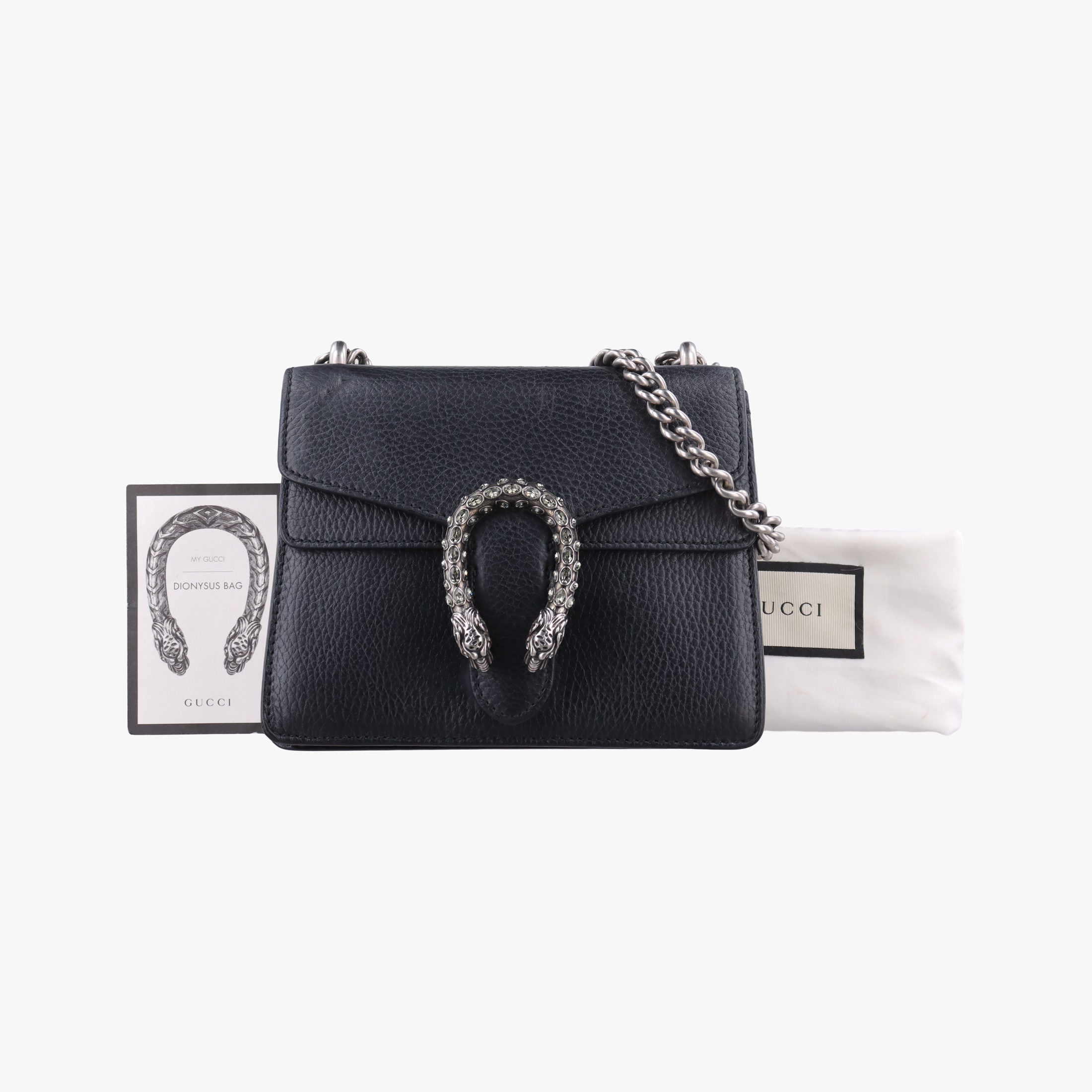 Pre-owned Gucci Dionysus Black Leather 421970 shoulderbag | stylenewstar