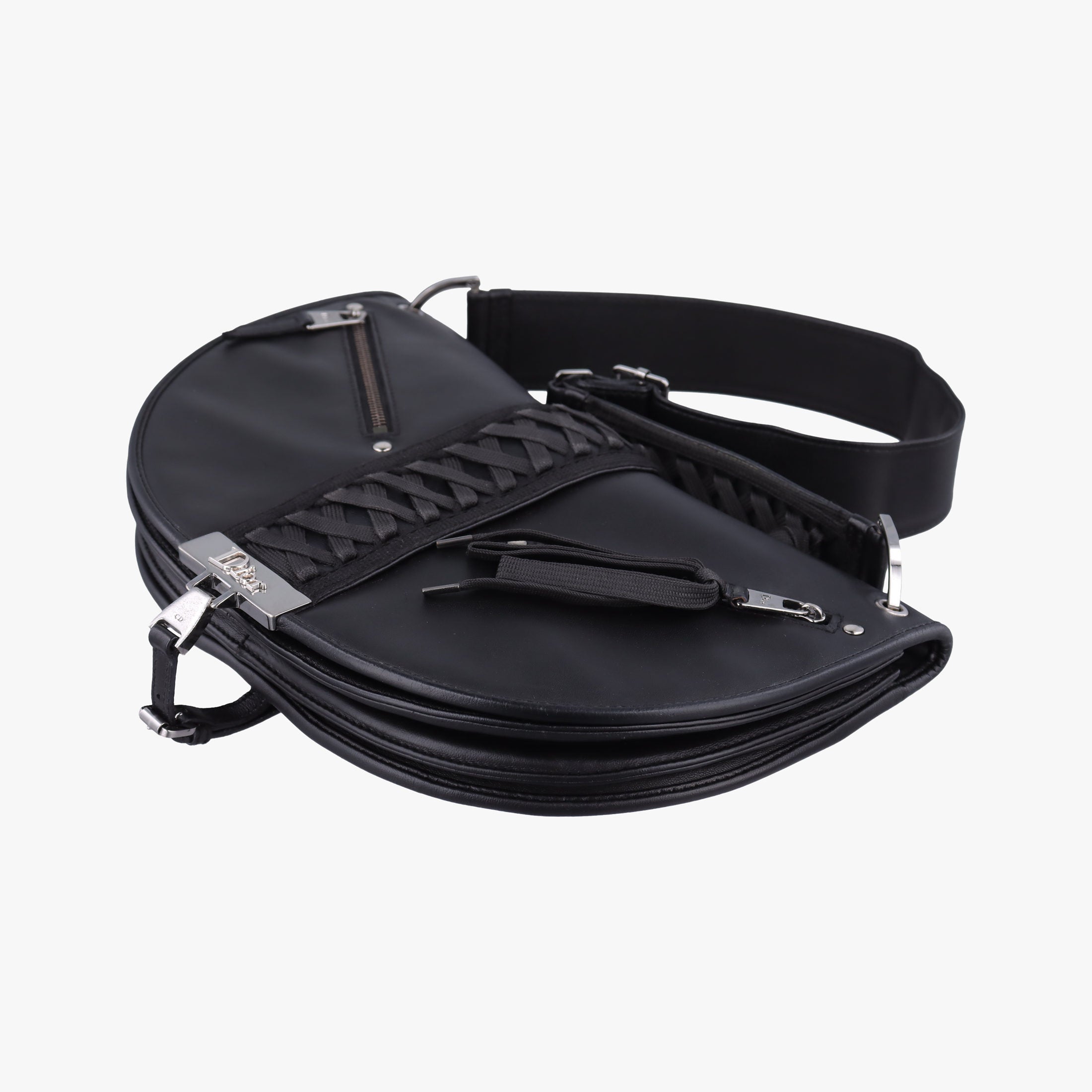 Pre-owned Christian Dior Admit It Corset Hobo Black Leather  handbag | stylenewstar