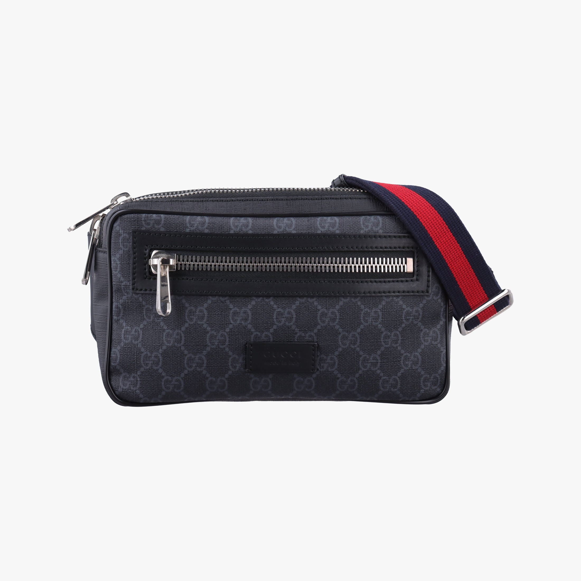 Vintage Gucci Night Courrier badge embellished Navy x Black PVC coated canvas 474293 bum bag/waist bag | stylenewstar