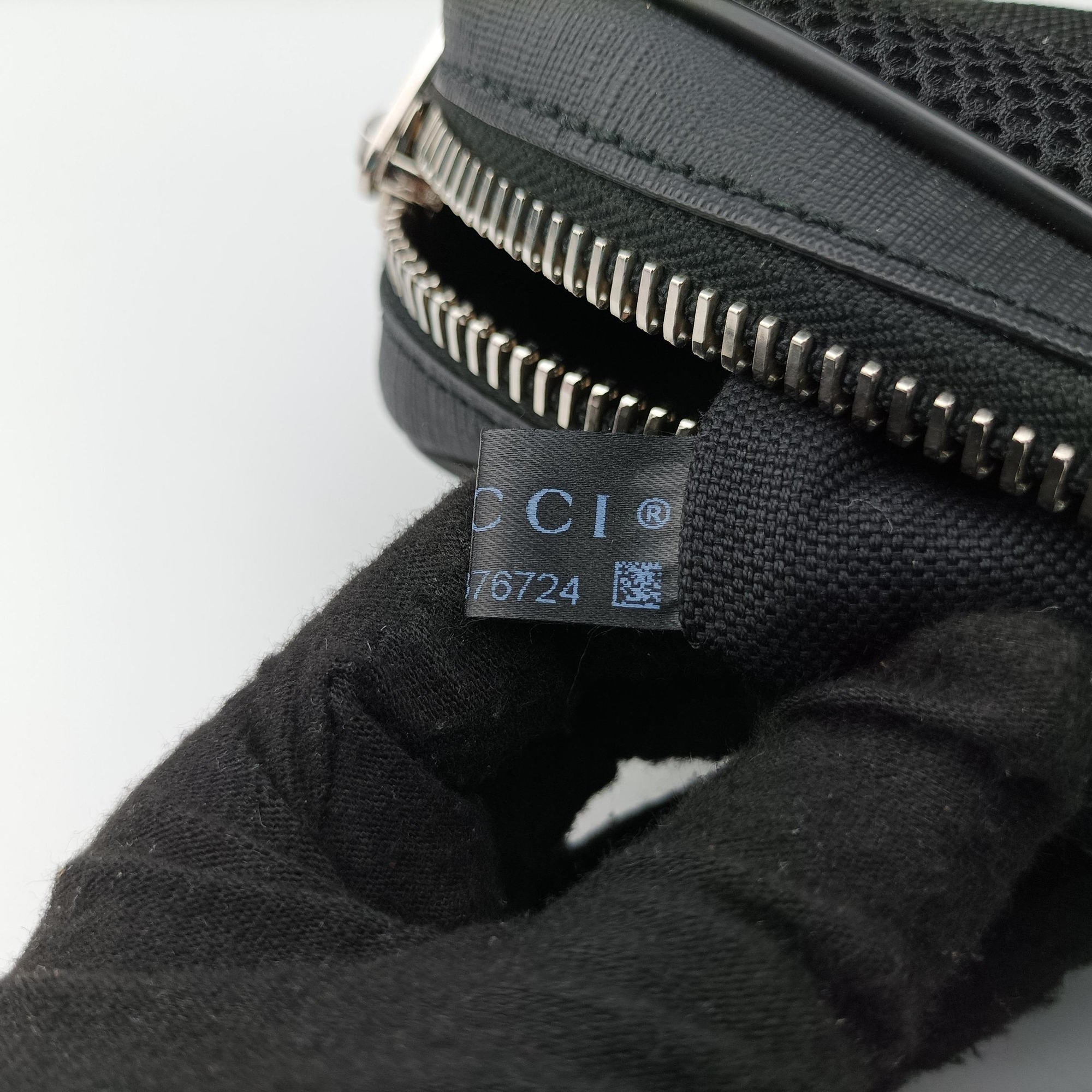 Vintage Gucci Night Courrier badge embellished Navy x Black PVC coated canvas 474293 bum bag/waist bag | stylenewstar