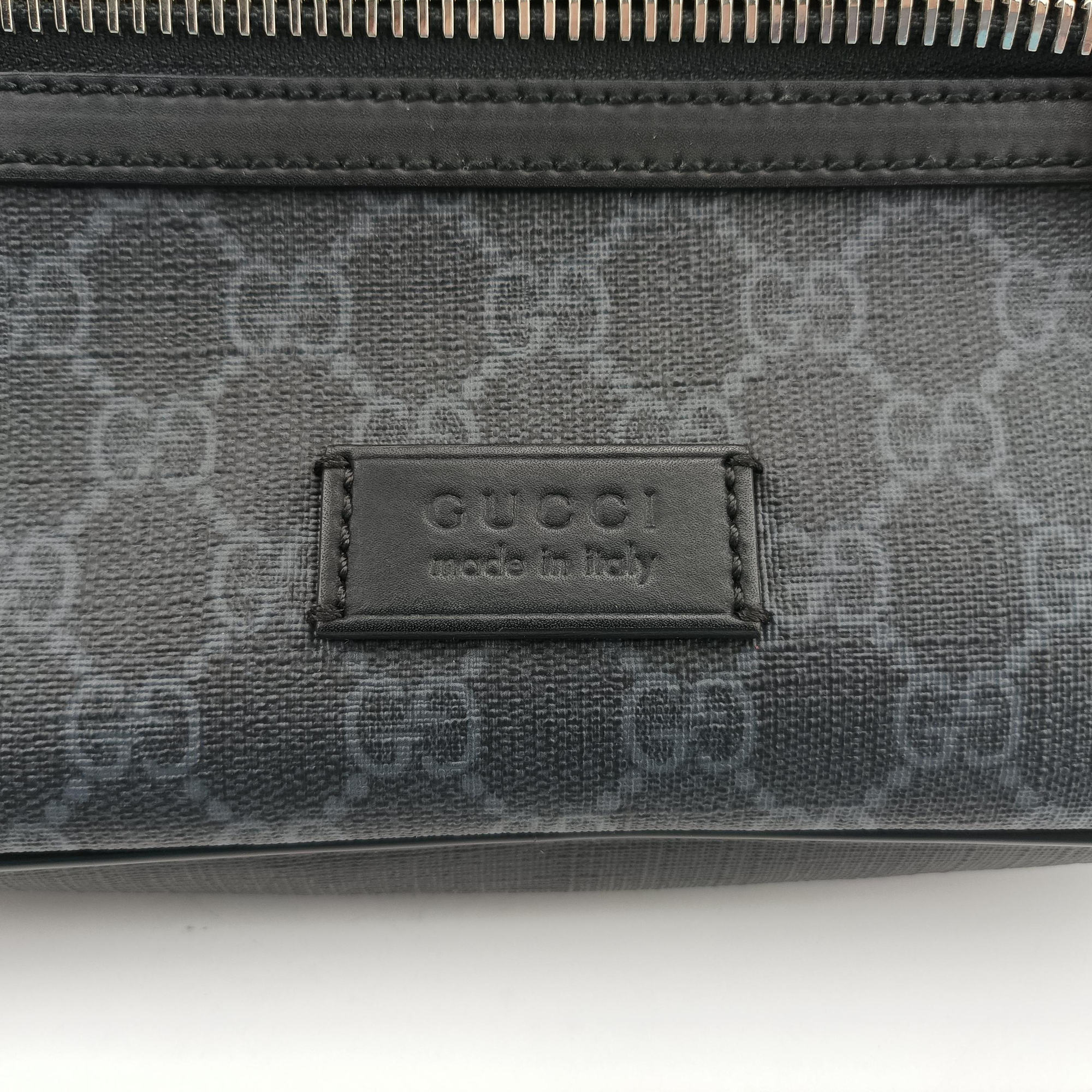 Vintage Gucci Night Courrier badge embellished Navy x Black PVC coated canvas 474293 bum bag/waist bag | stylenewstar