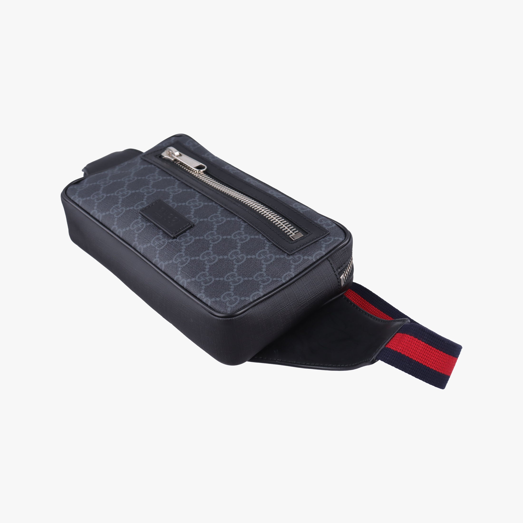 Vintage Gucci Night Courrier badge embellished Navy x Black PVC coated canvas 474293 bum bag/waist bag | stylenewstar
