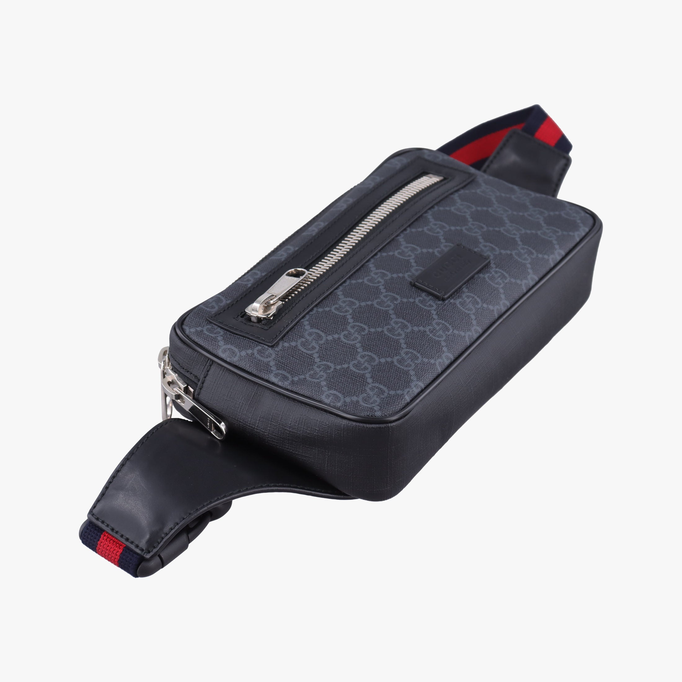 Vintage Gucci Night Courrier badge embellished Navy x Black PVC coated canvas 474293 bum bag/waist bag | stylenewstar
