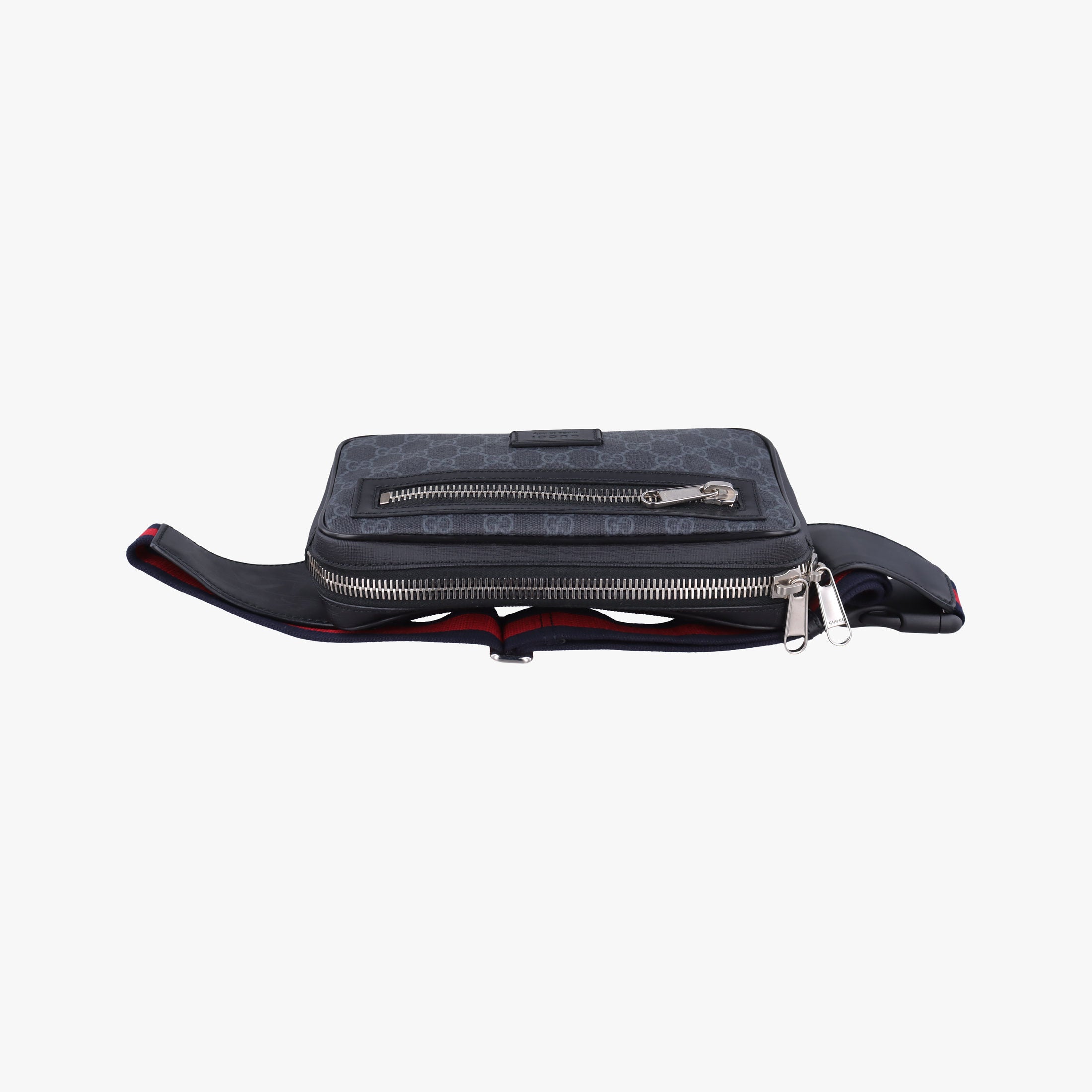 Vintage Gucci Night Courrier badge embellished Navy x Black PVC coated canvas 474293 bum bag/waist bag | stylenewstar