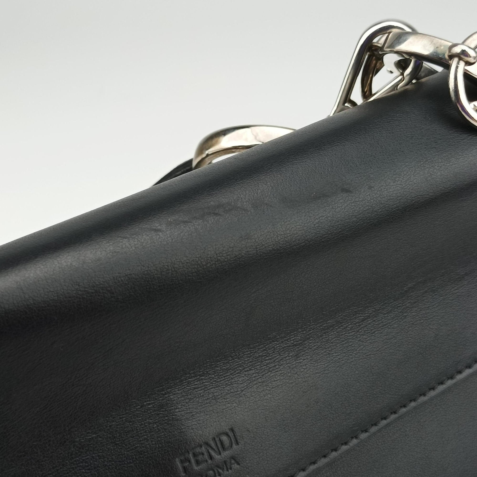 Secondhand Fendi Kan I F Black Leather 8BT284 shoulderbag | stylenewstar