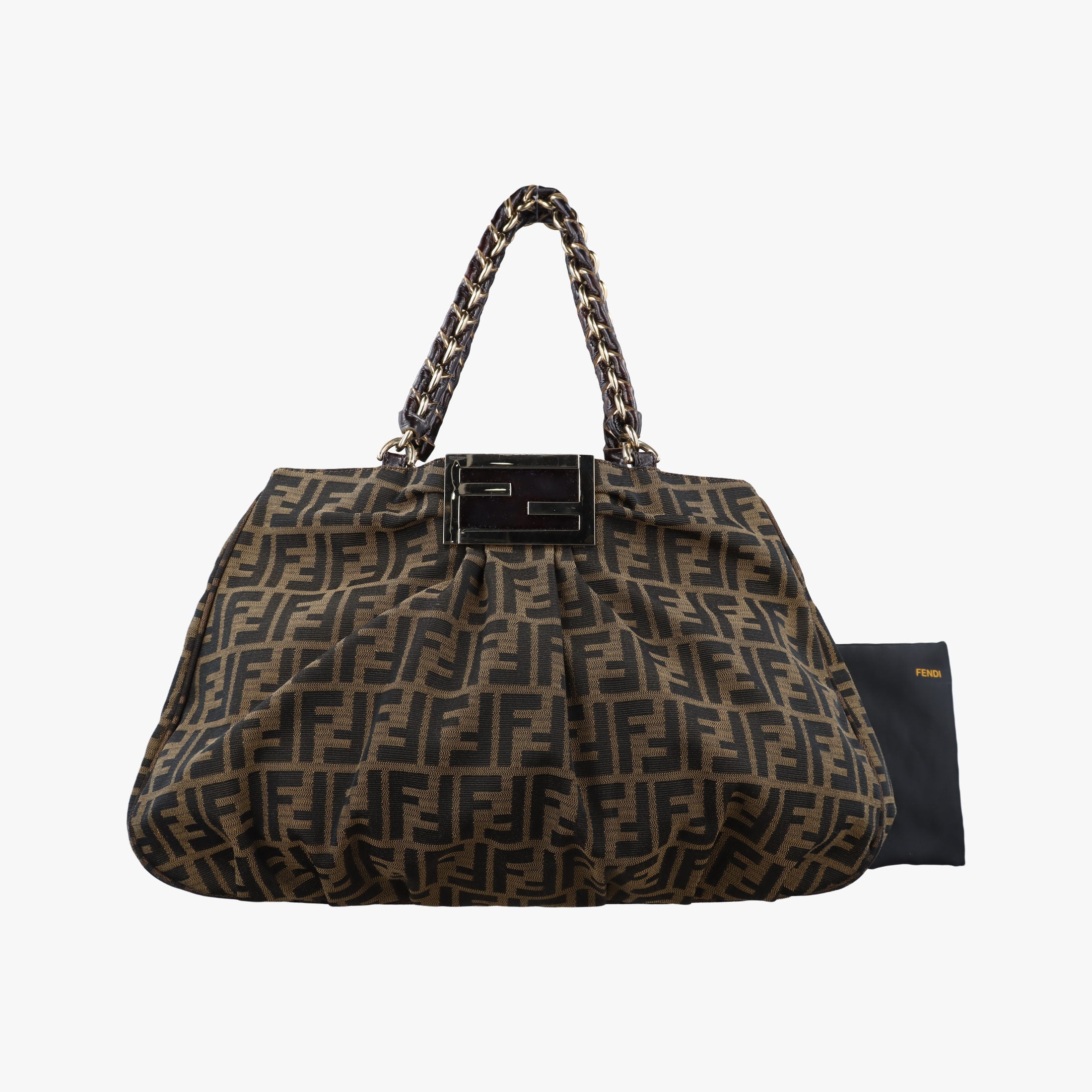Pre-owned Fendi Mia Brown canvas 8BR616 handbag | stylenewstar