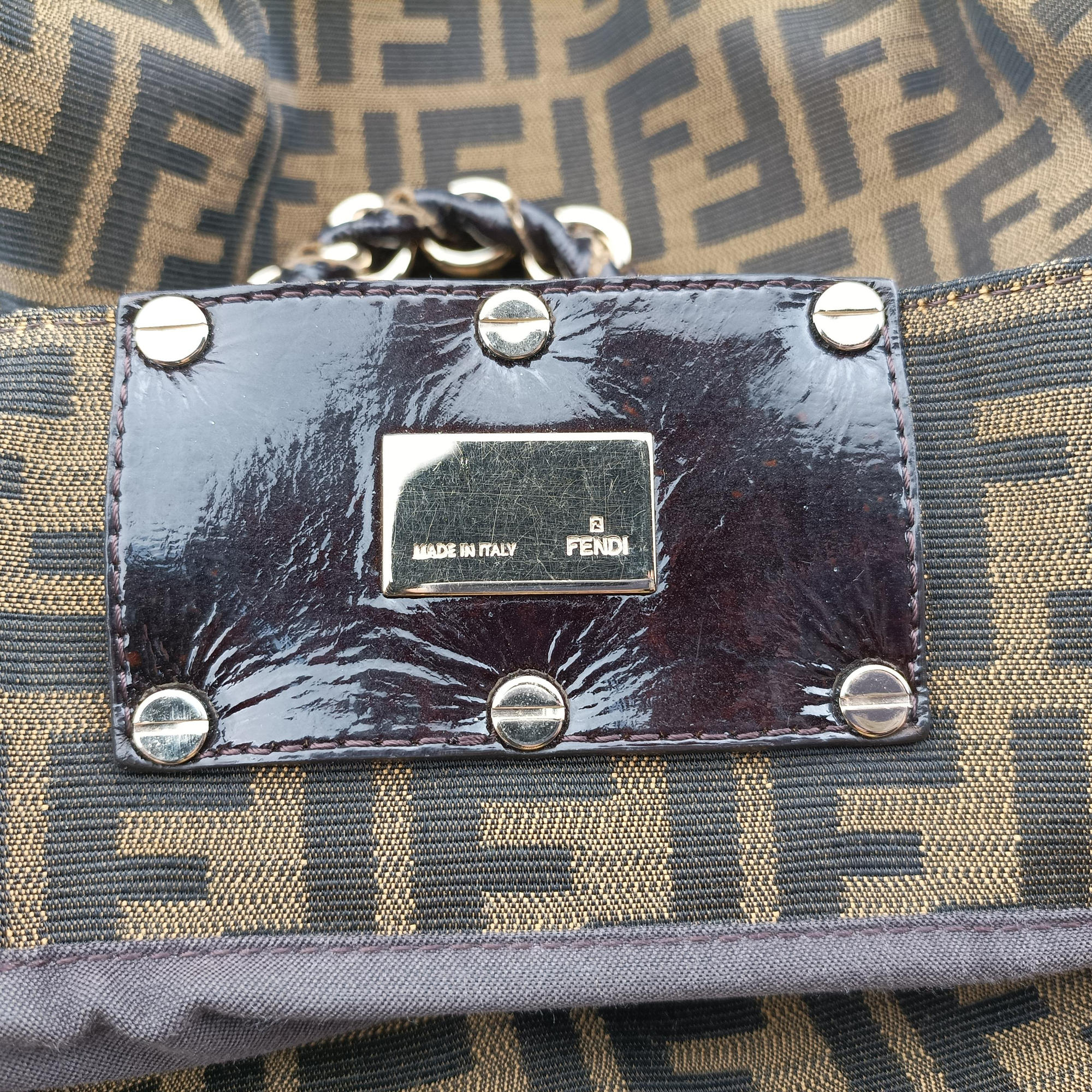 Pre-owned Fendi Mia Brown canvas 8BR616 handbag | stylenewstar