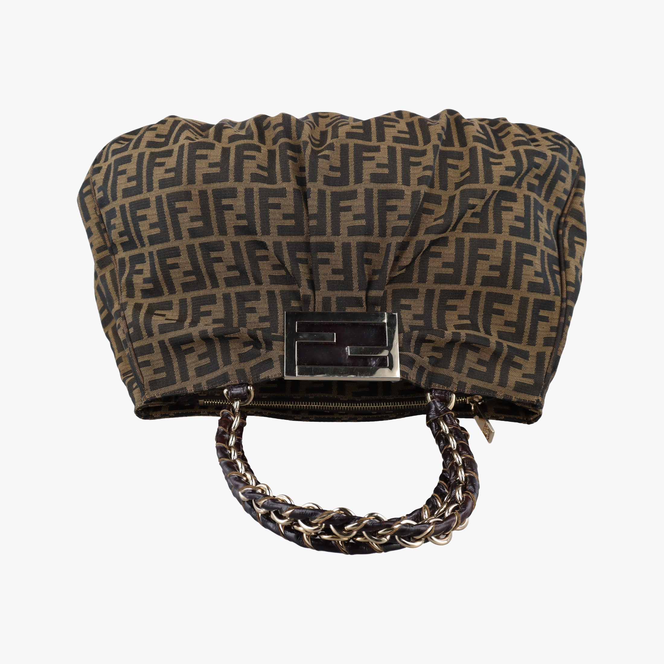 Pre-owned Fendi Mia Brown canvas 8BR616 handbag | stylenewstar