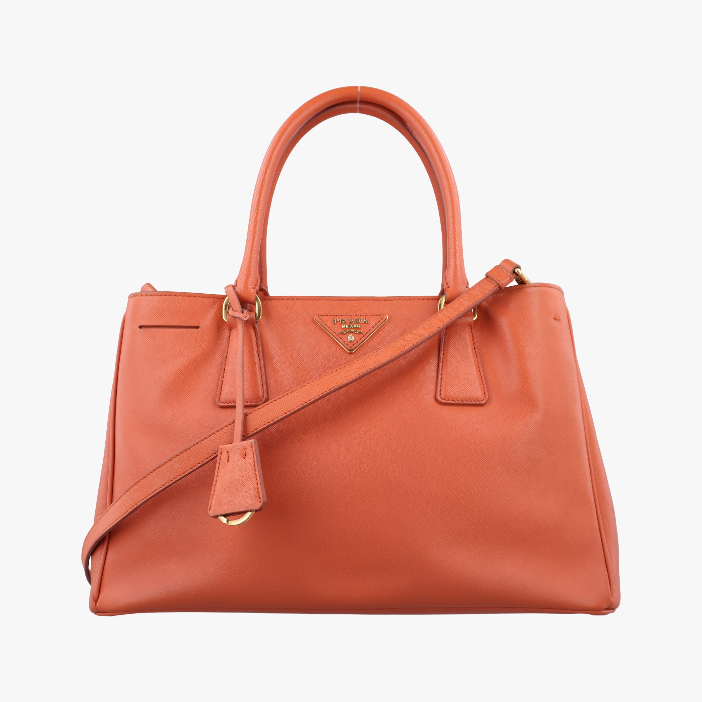 Pre-owned Prada Galleria Orange SAFFIANO Leather BN1844 shoulderbag | stylenewstar