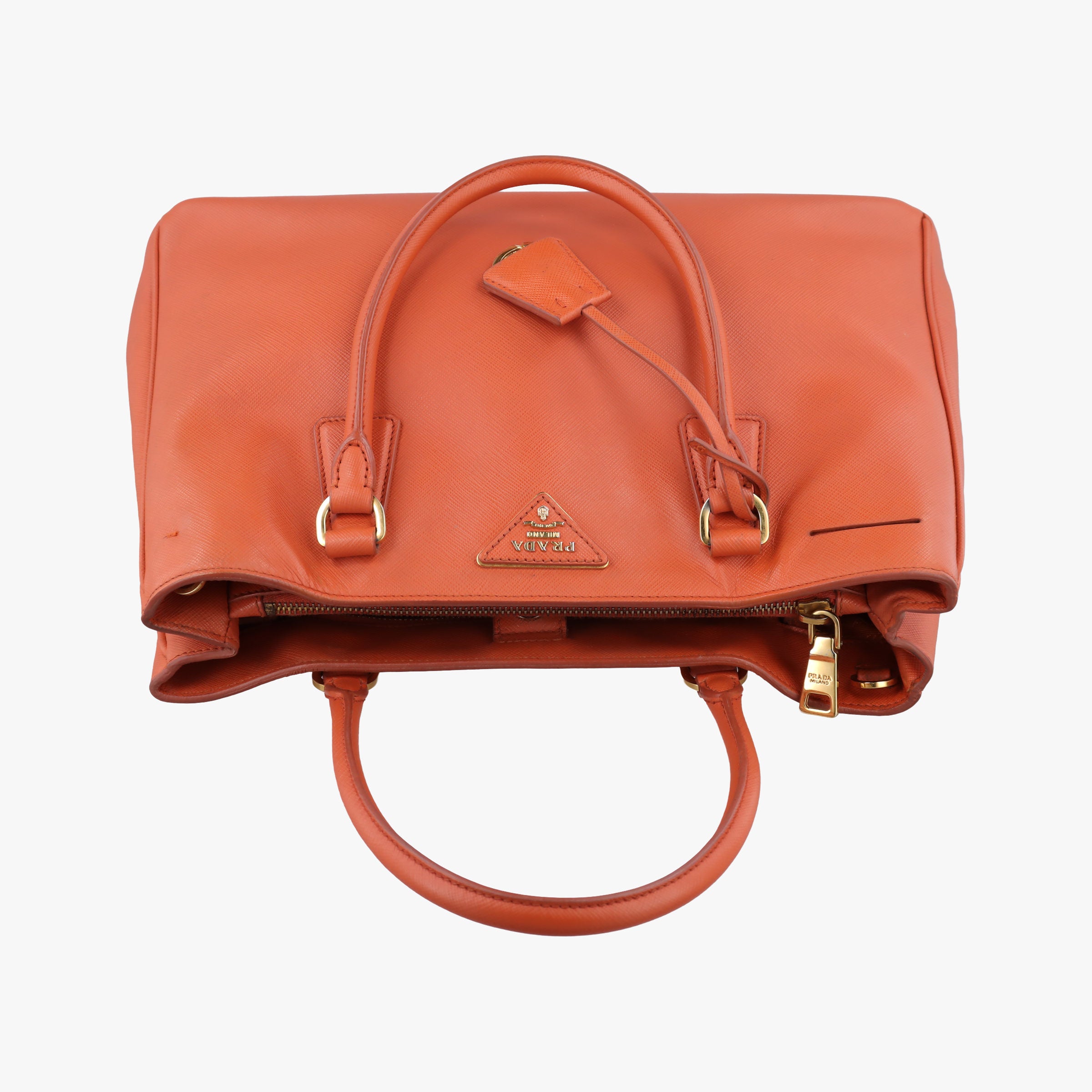 Pre-owned Prada Galleria Orange SAFFIANO Leather BN1844 shoulderbag | stylenewstar