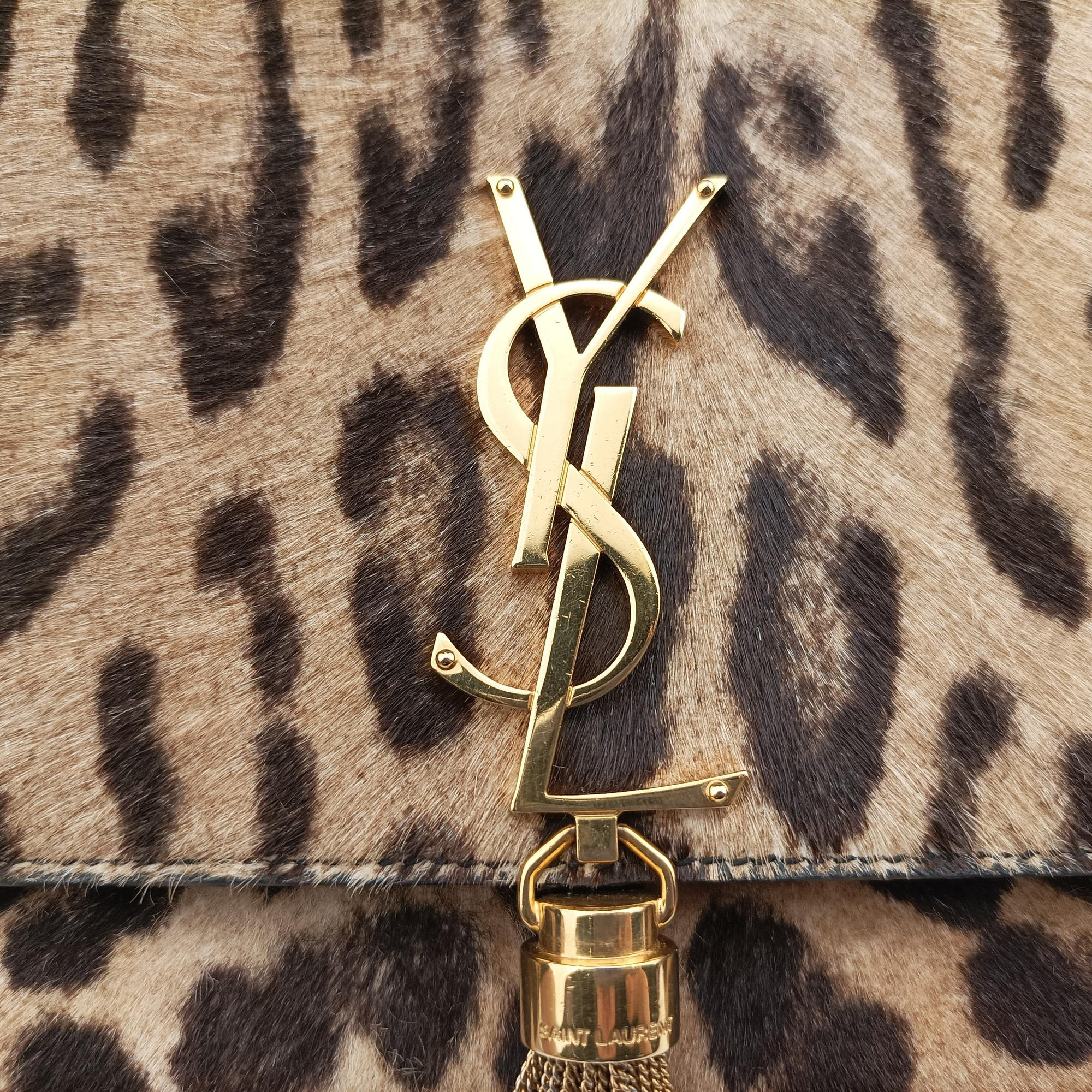 Pre-owned Yves Saint Laurent KATE Brown×Multicolour ponyhair 354119 shoulderbag | stylenewstar