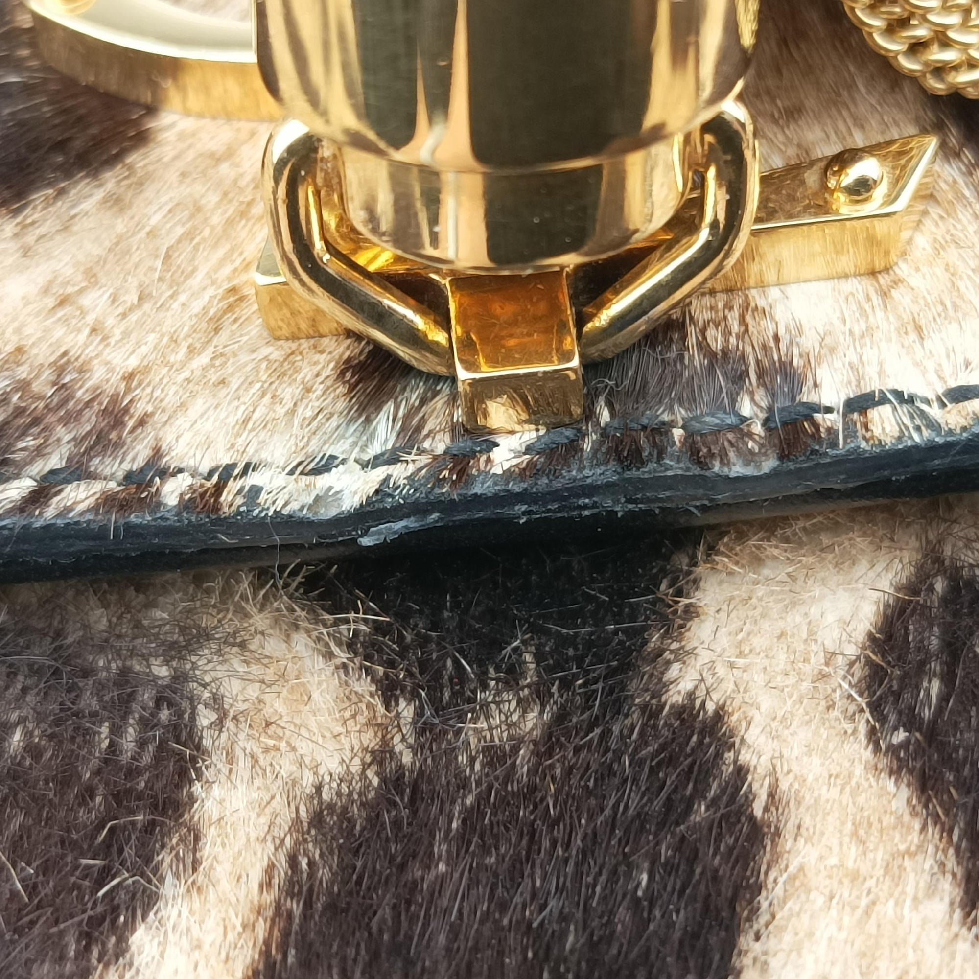 Pre-owned Yves Saint Laurent KATE Brown×Multicolour ponyhair 354119 shoulderbag | stylenewstar